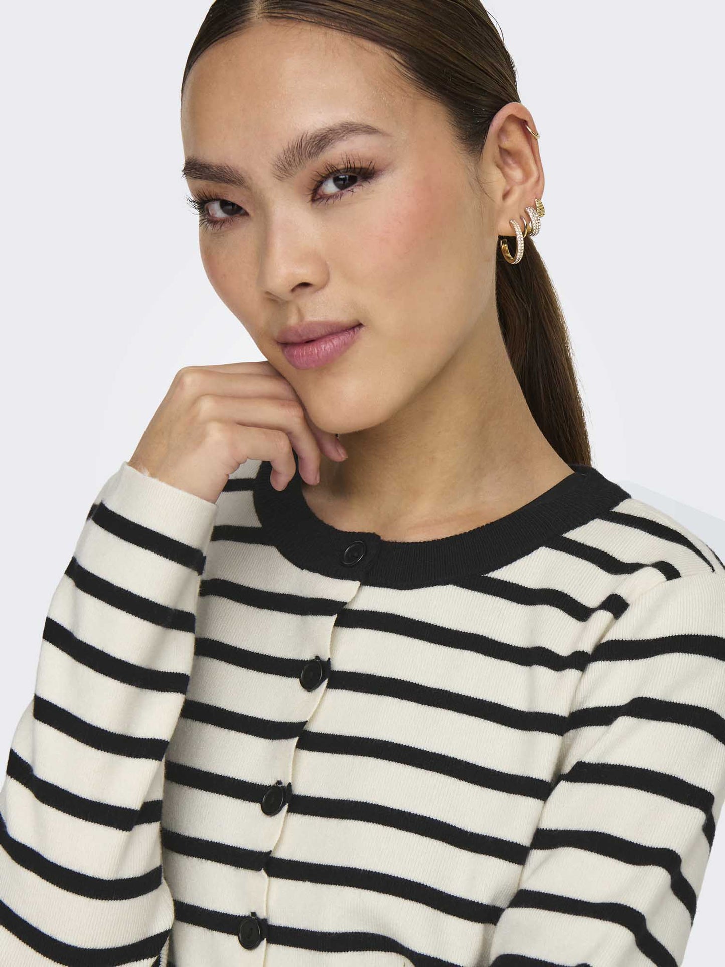 ONLY FIE LS CARDIGAN - NERO-BIANCO