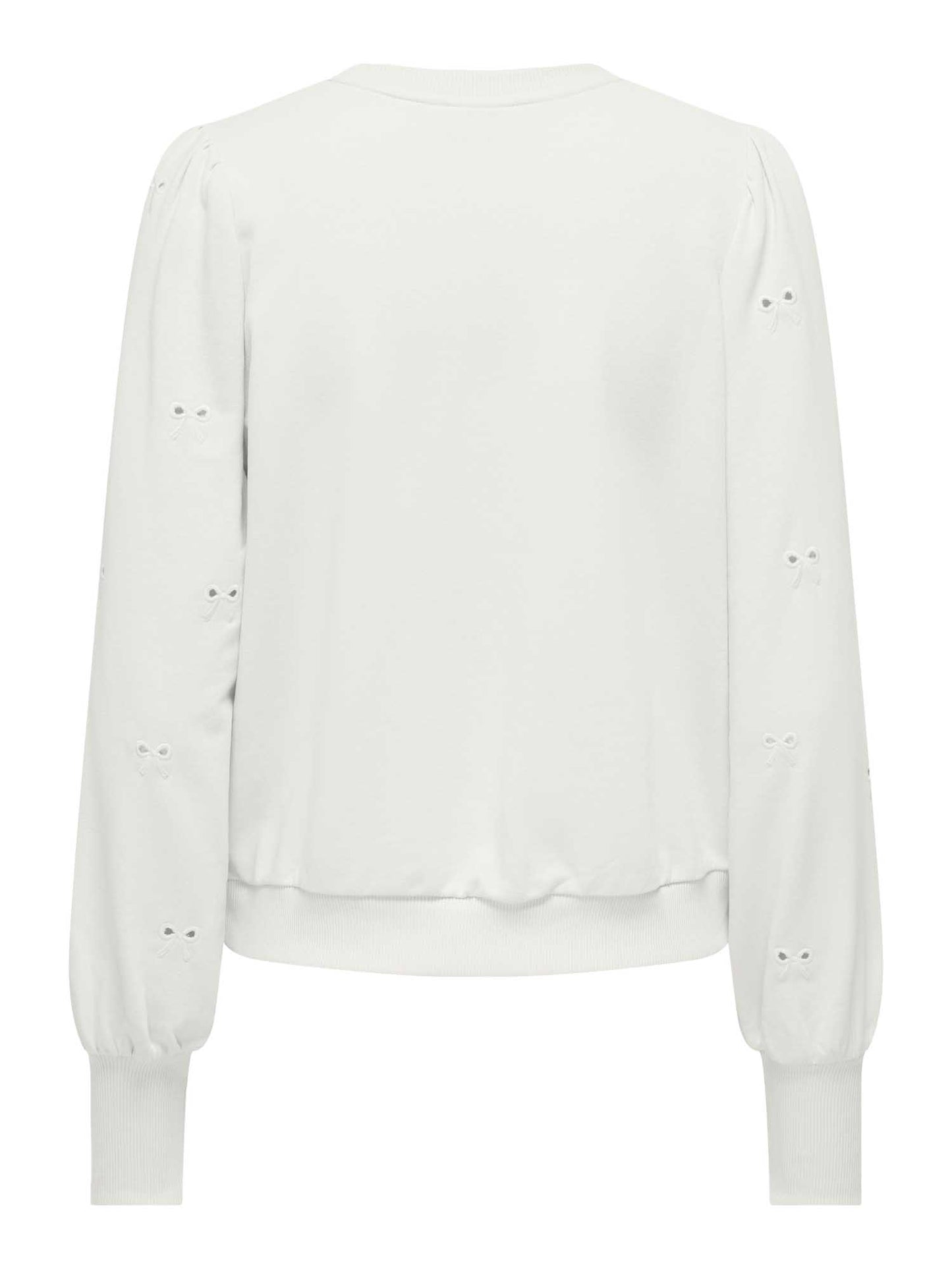 Felpa donna Only Femme bianca con raffinato ricamo puff