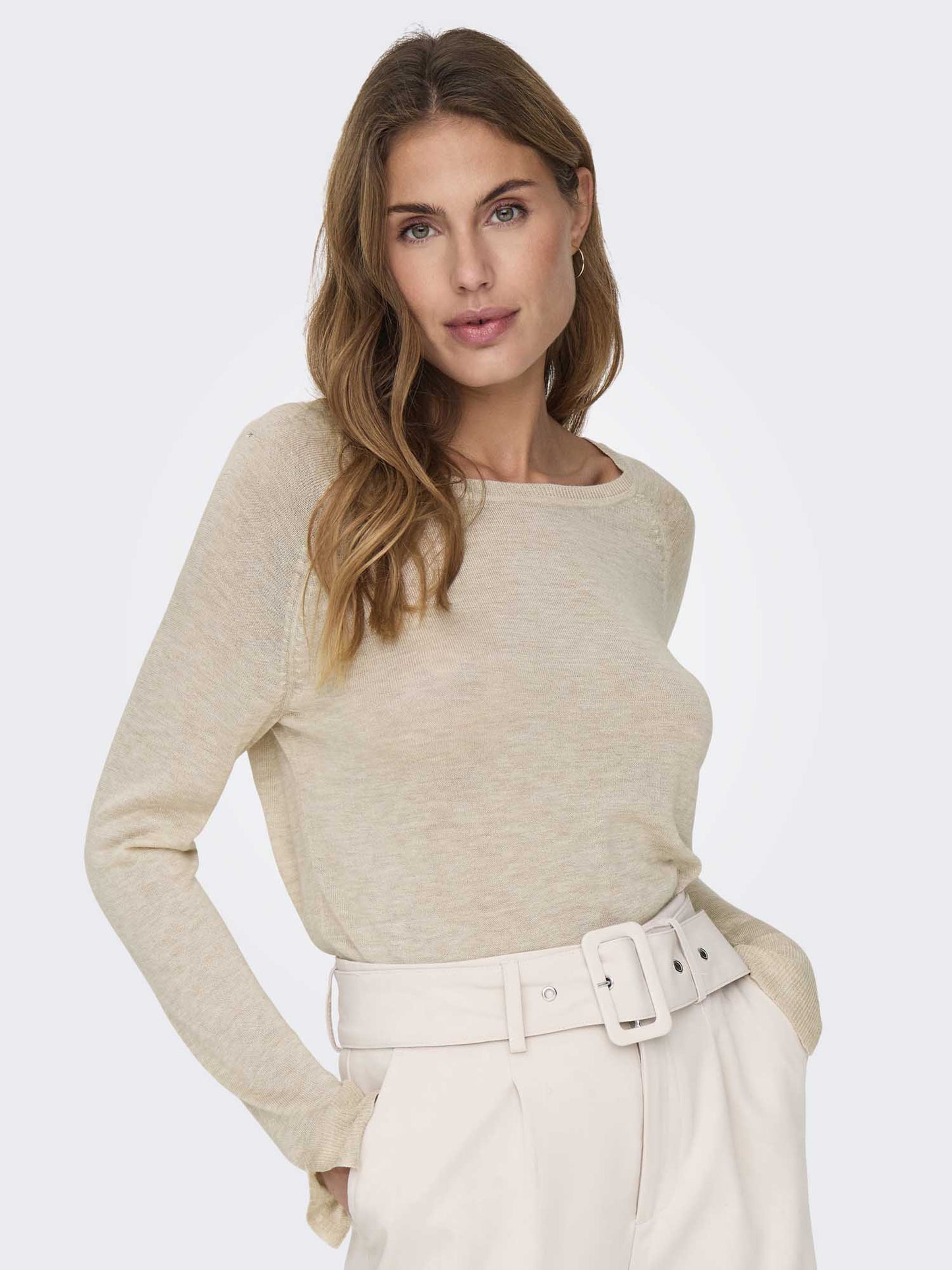 ONLY VIENNA LS O-NEC - BEIGE