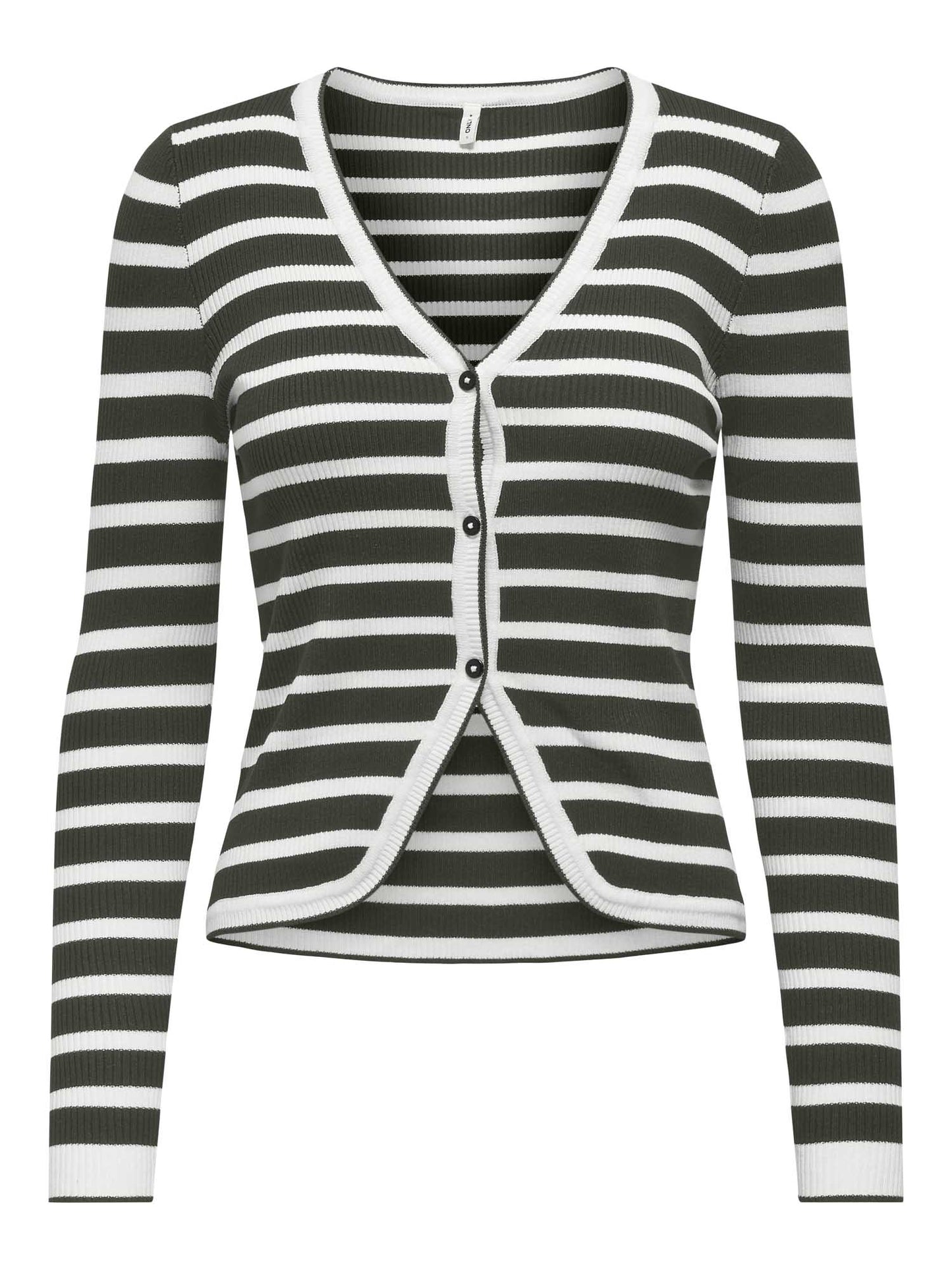 ONLY MEDDI LS V-NECK - BIANCO-NERO