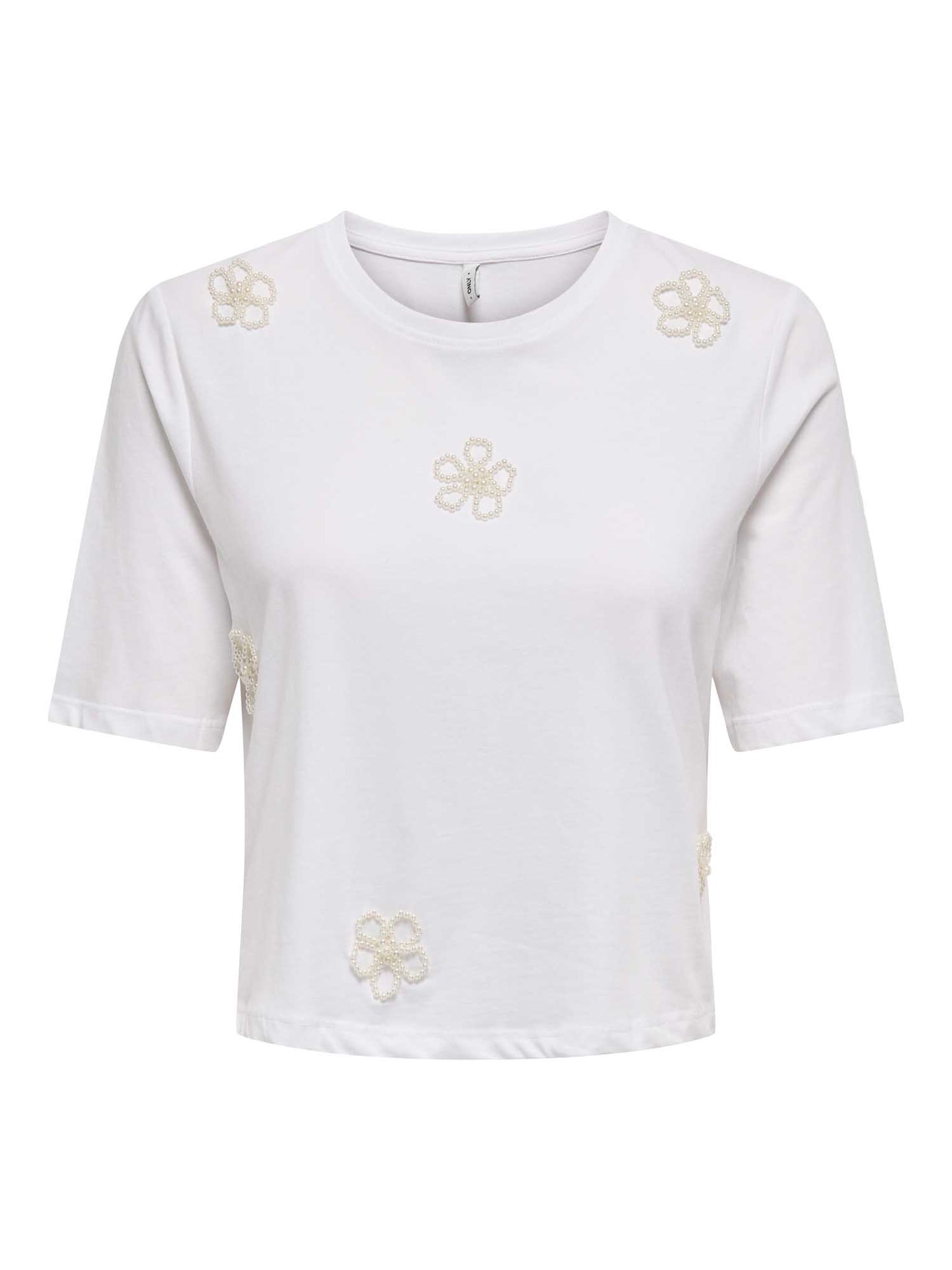 T-SHIRT CROP JONI CON FIOCCHI ONLY DA RAGAZZA BIANCO