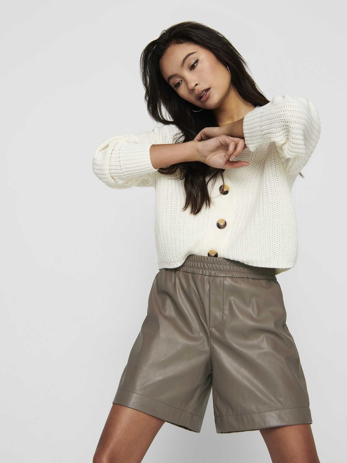 Only Carolsping, maglia casual da donna color crema in acrilico