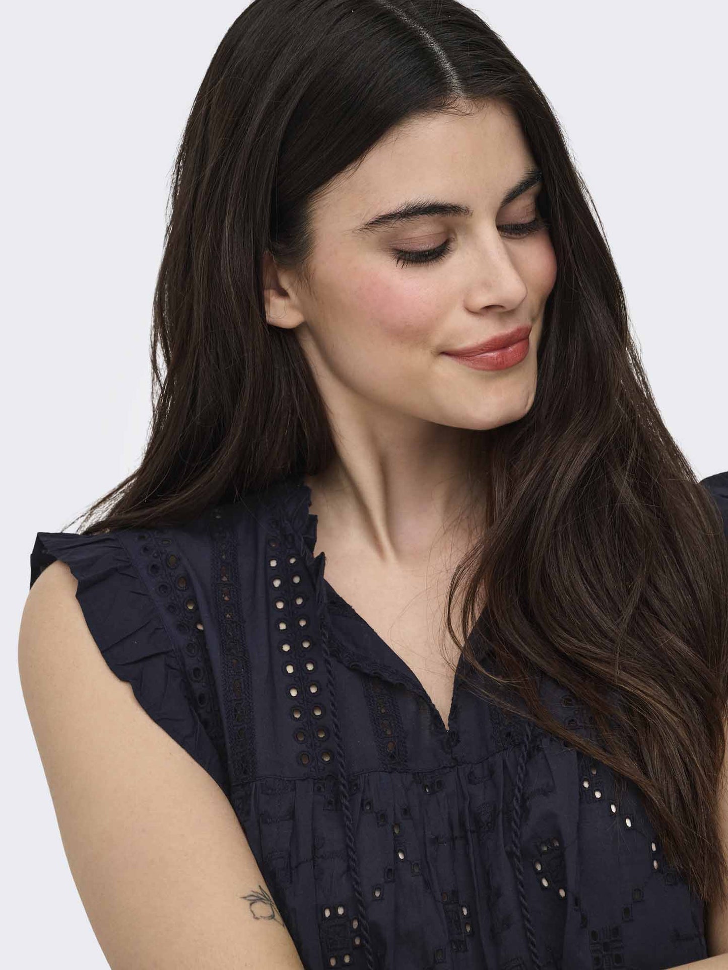 Only Reva, canotta donna blu in cotone dal taglio regular
