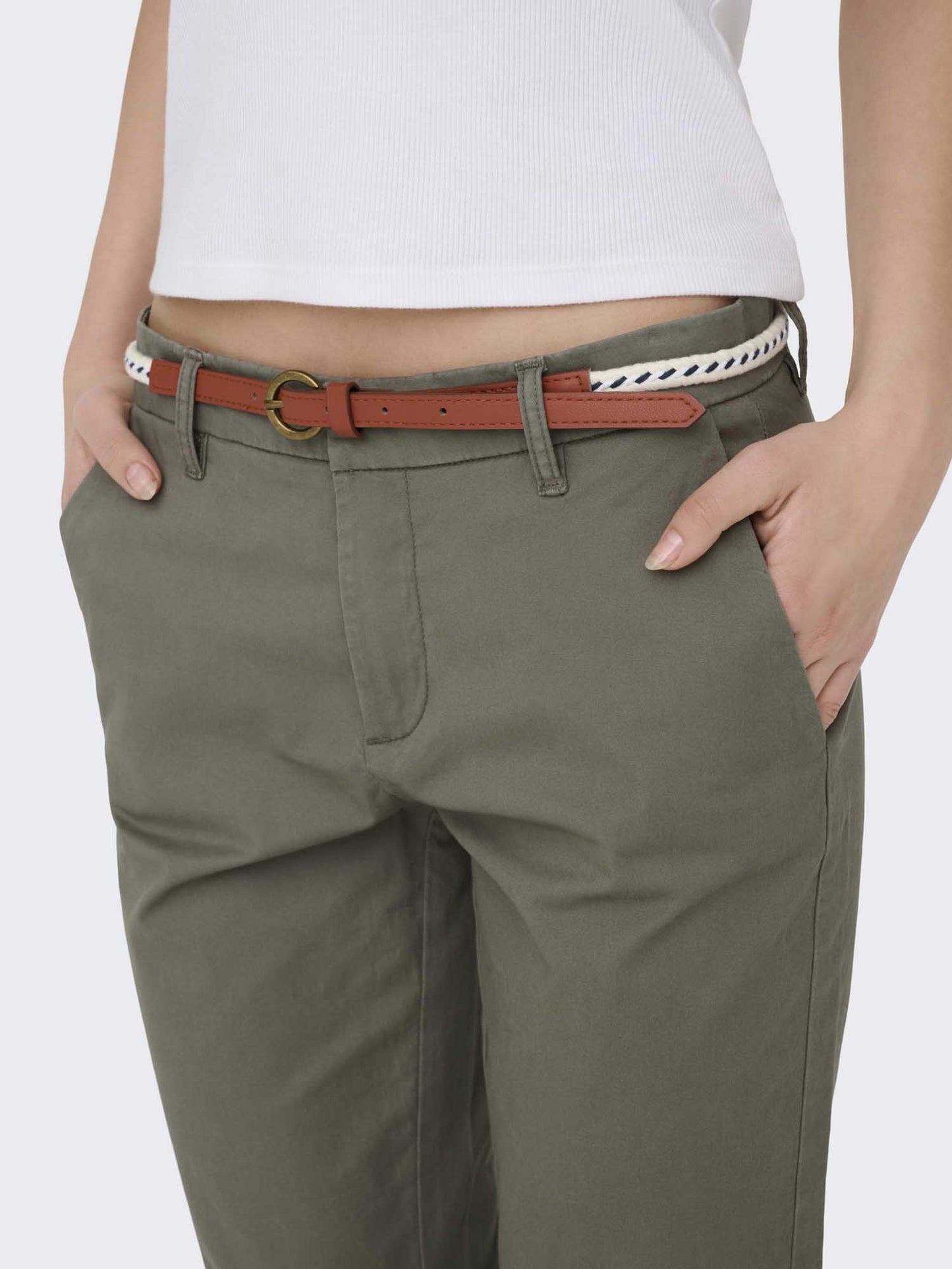 Pantaloni chino Only Onlbiana Life Cotton verde da donna