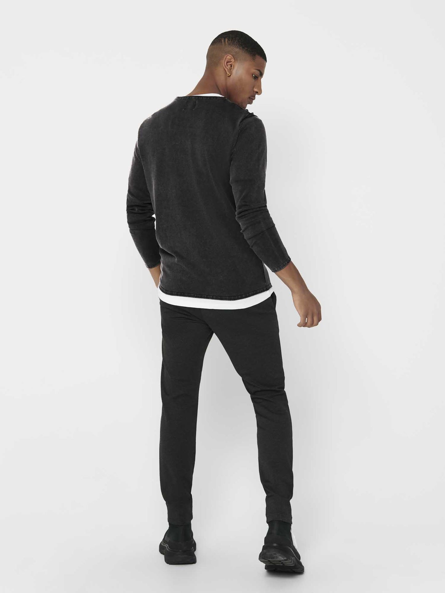 Only & Sons Onsgarson, pullover girocollo uomo nero casual