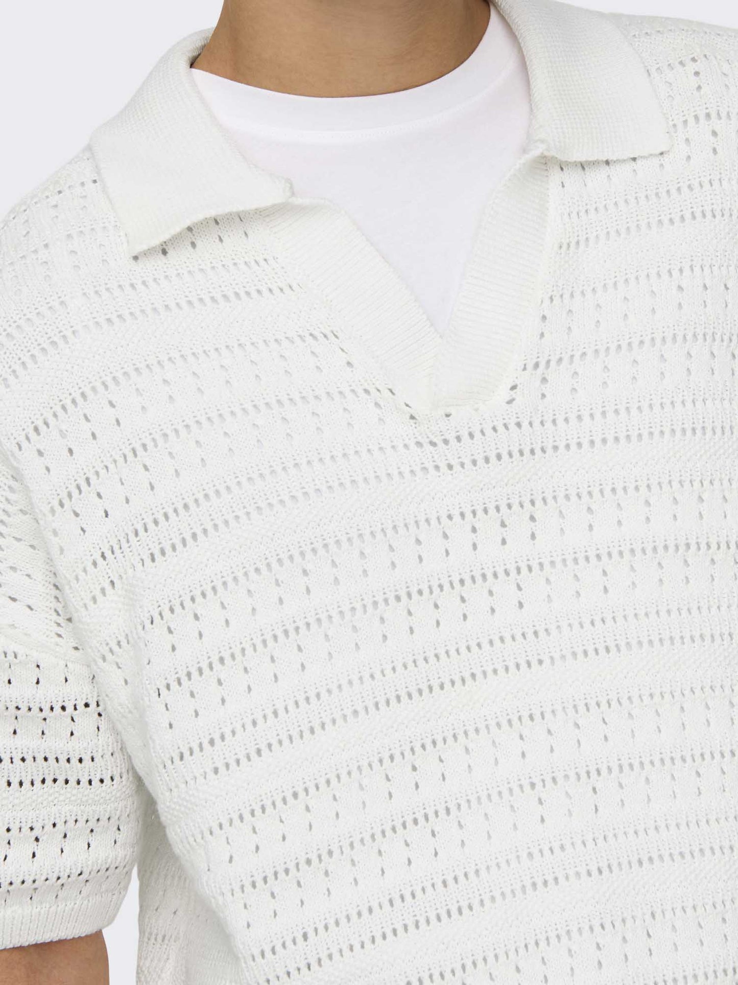 Only & Sons Grayson Ds, polo da uomo bianca in cotone