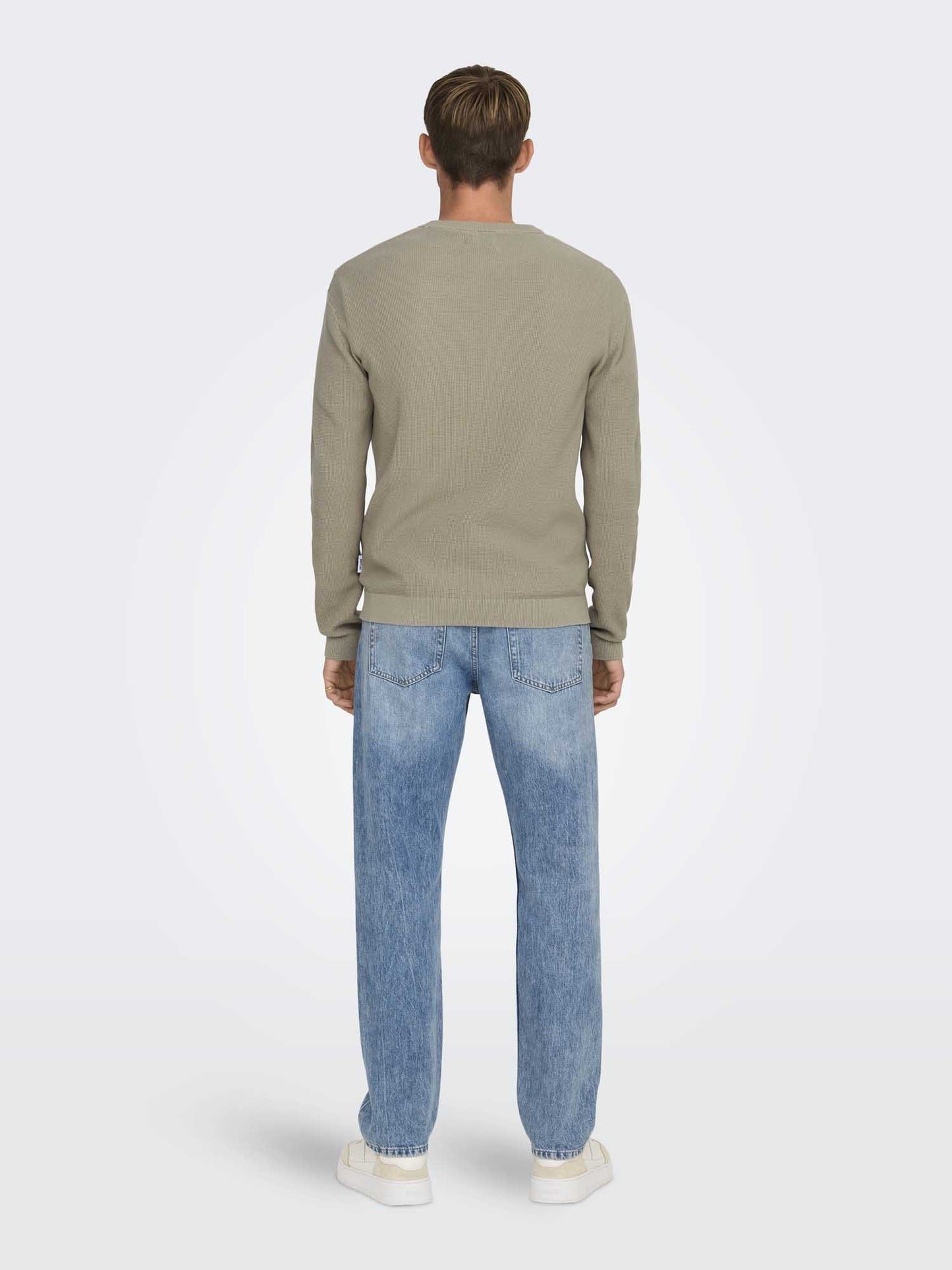 Onstony, pullover unisex a maglia a nido d'ape beige chiaro