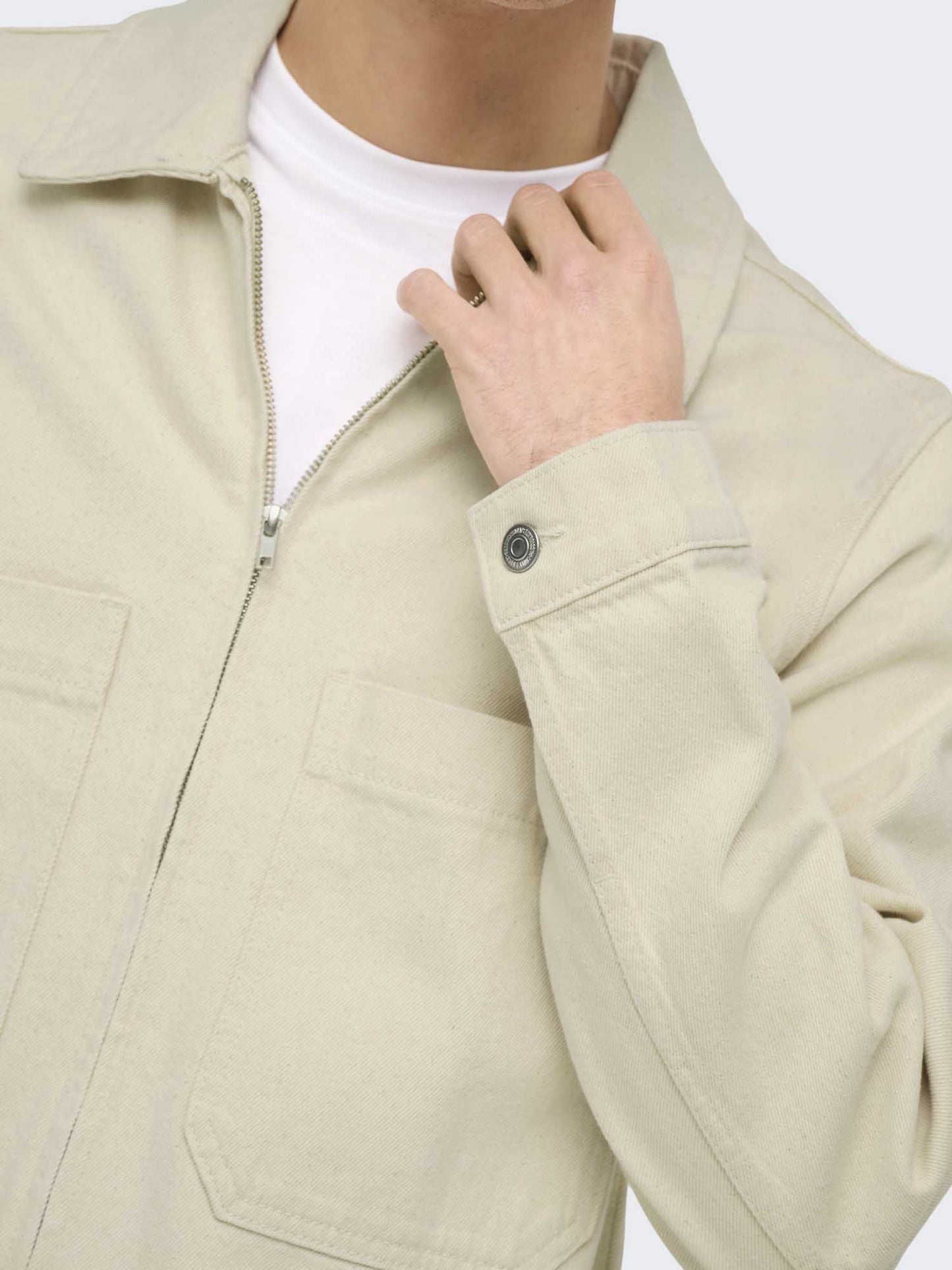 Only & Sons Onscassel Shacket unisex ecru in cotone