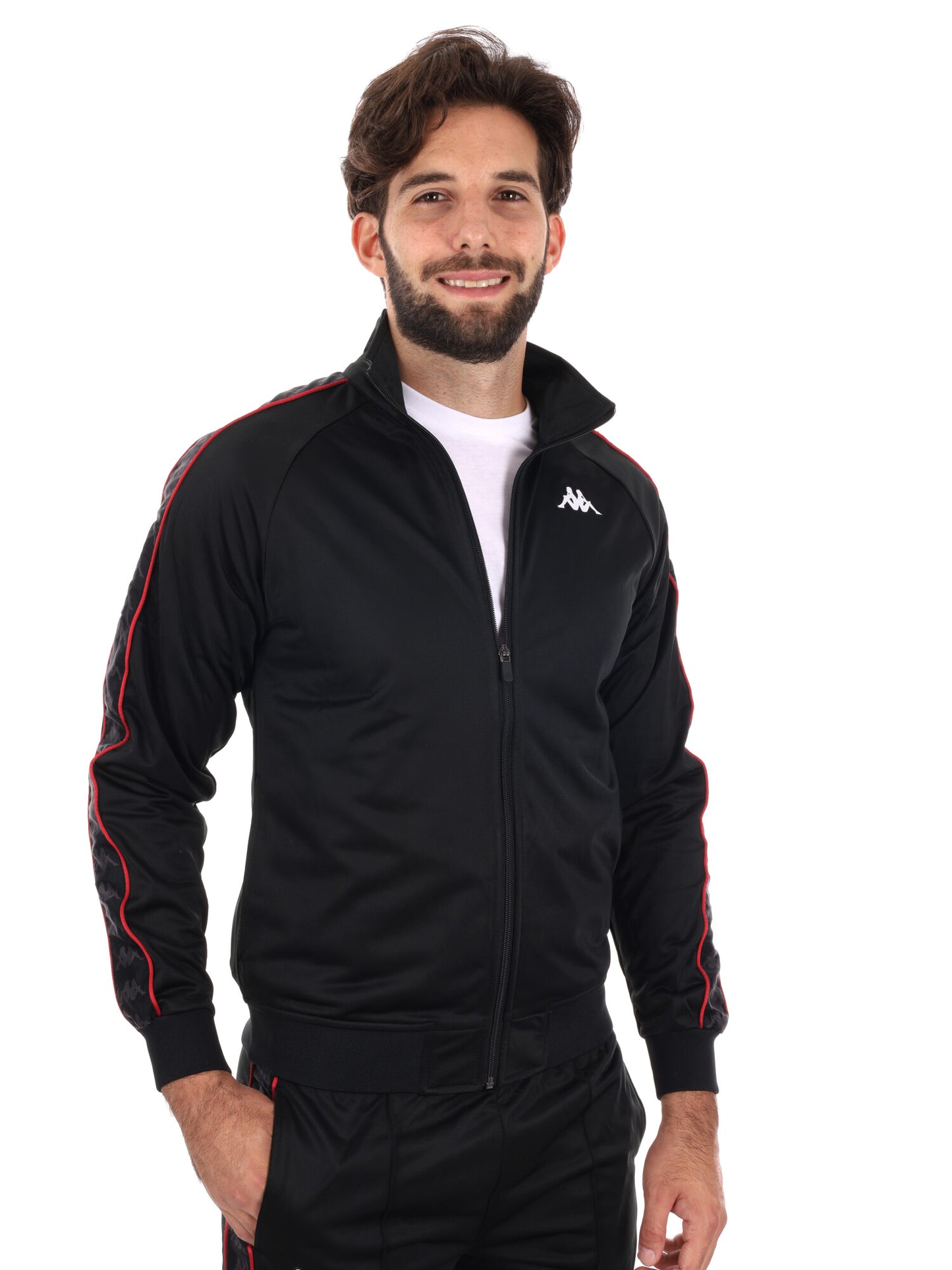 FELPA ACETATA CON BANDE KAPPA DA UOMO NERO