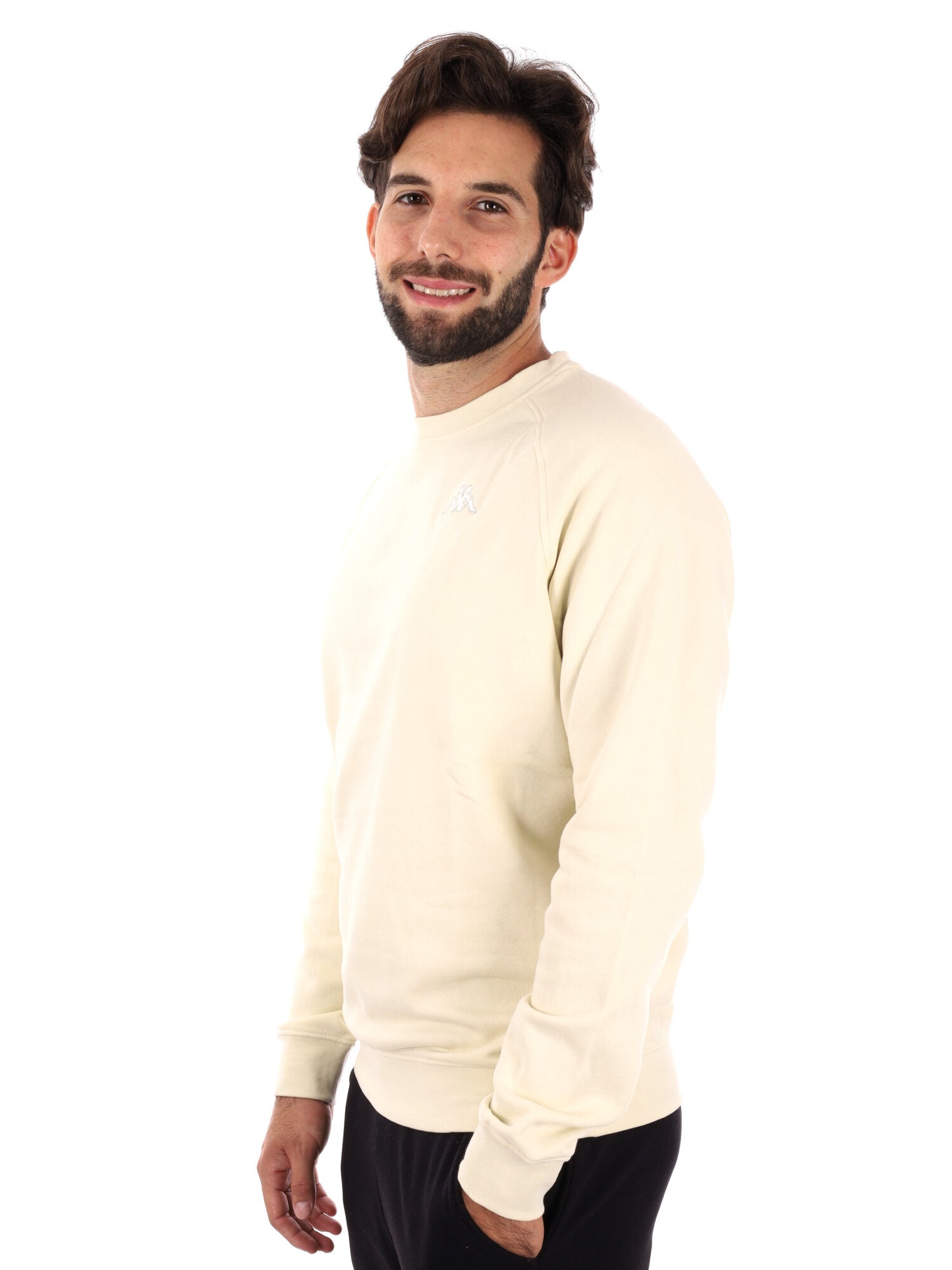 FELPA GIROCOLLO KAPPA DA UOMO PANNA