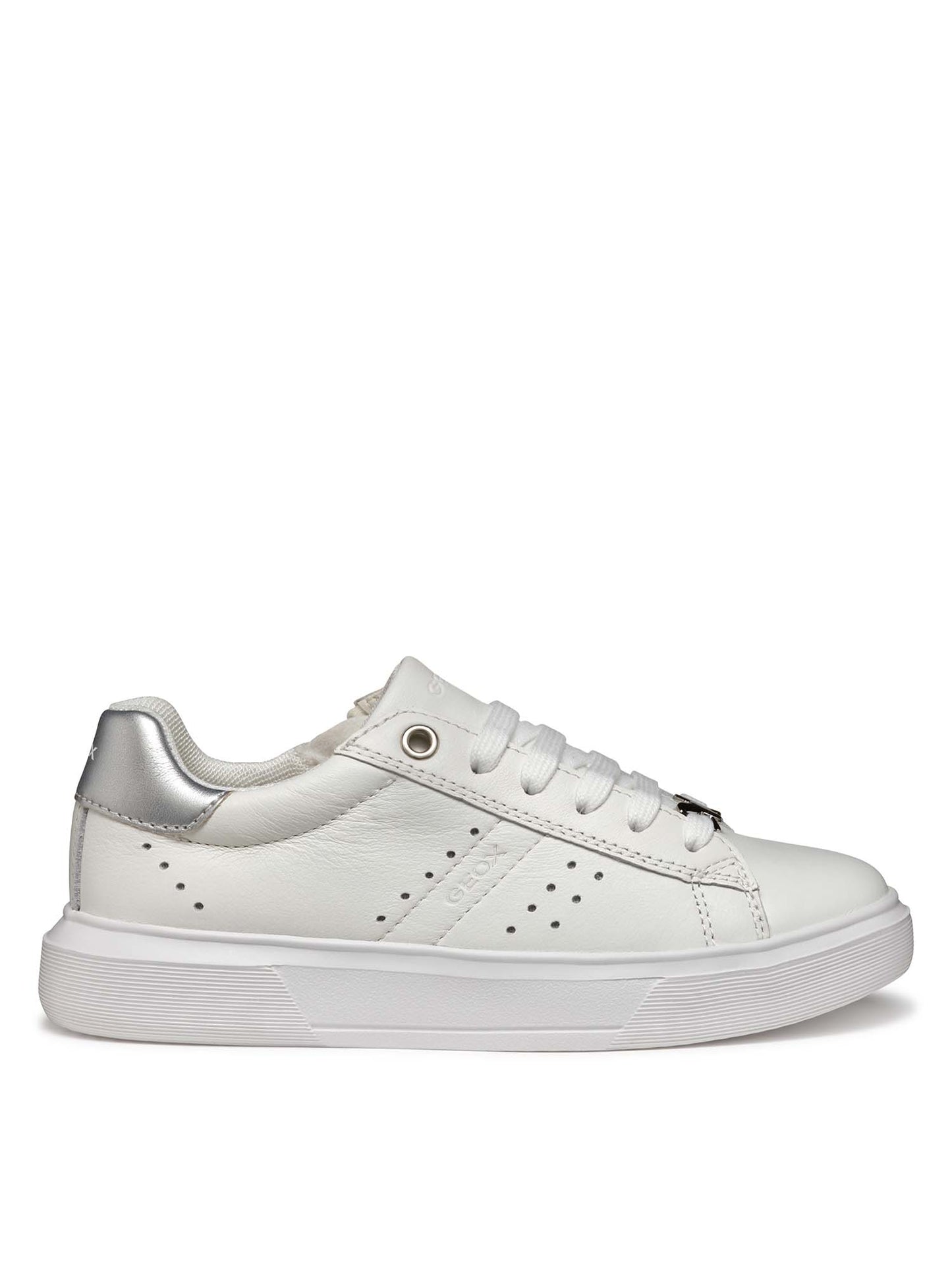 SNEAKERS NETTUNO CON ZIP GEOX BAMBINA BIANCO ARGENTO
