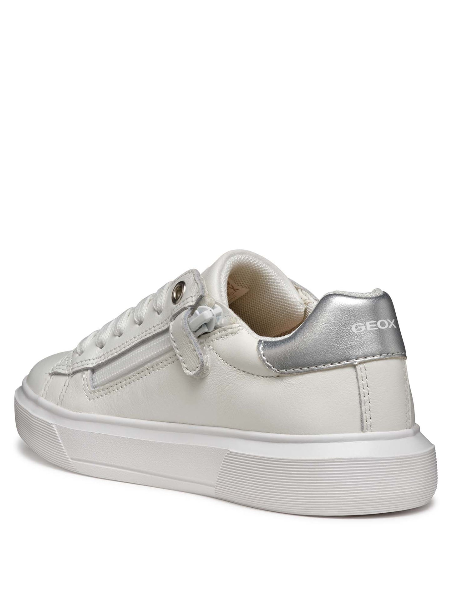 SNEAKERS NETTUNO CON ZIP GEOX BAMBINA BIANCO ARGENTO