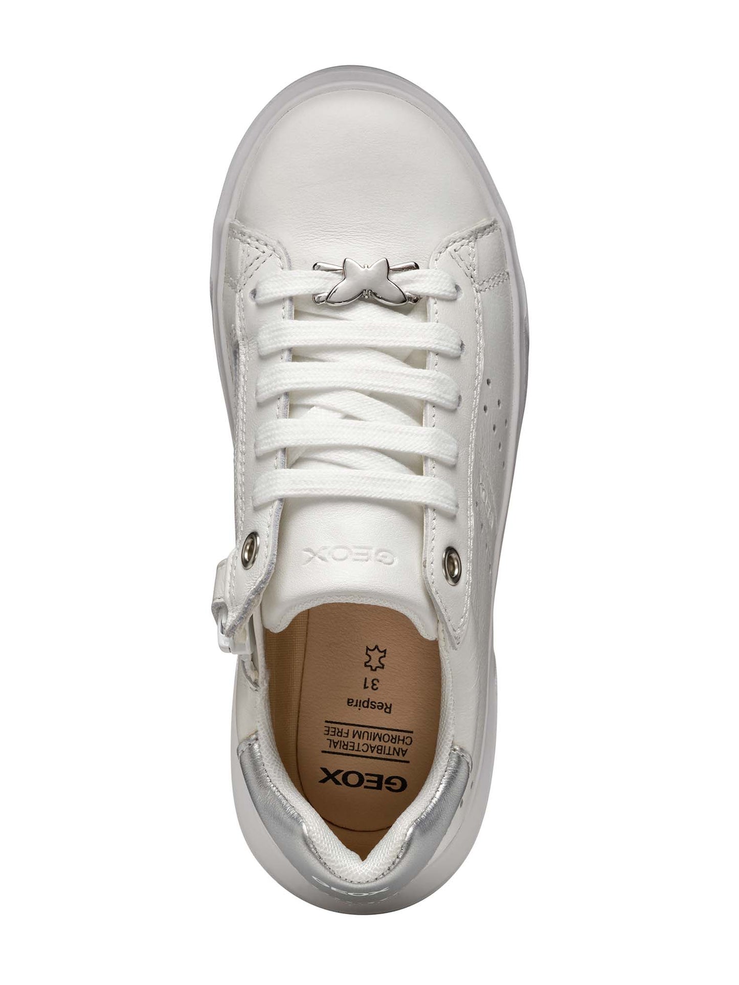 SNEAKERS NETTUNO CON ZIP GEOX BAMBINA BIANCO ARGENTO