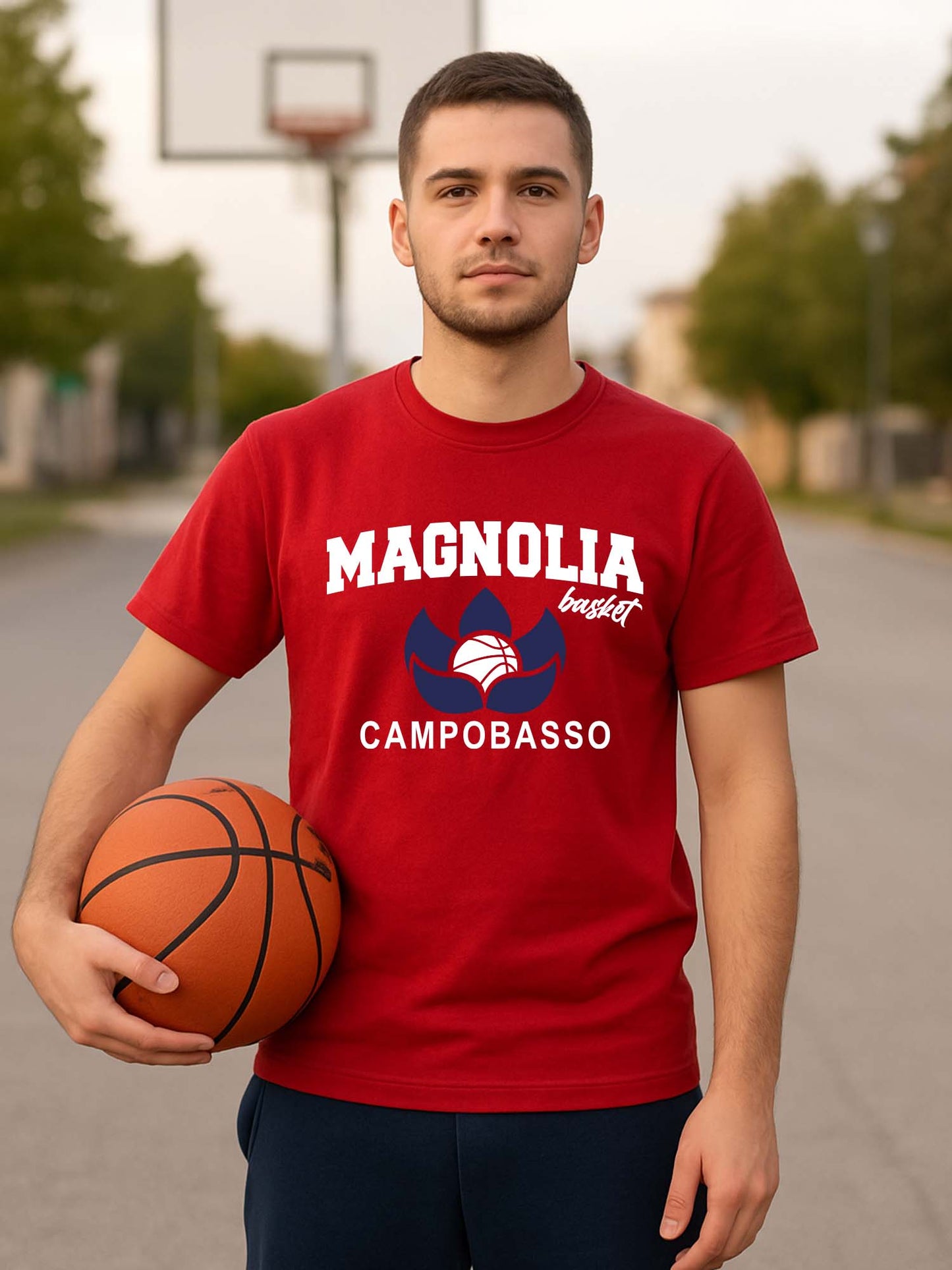 T-SHIRT MAGNOLIA BASKET UOMO ROSSO