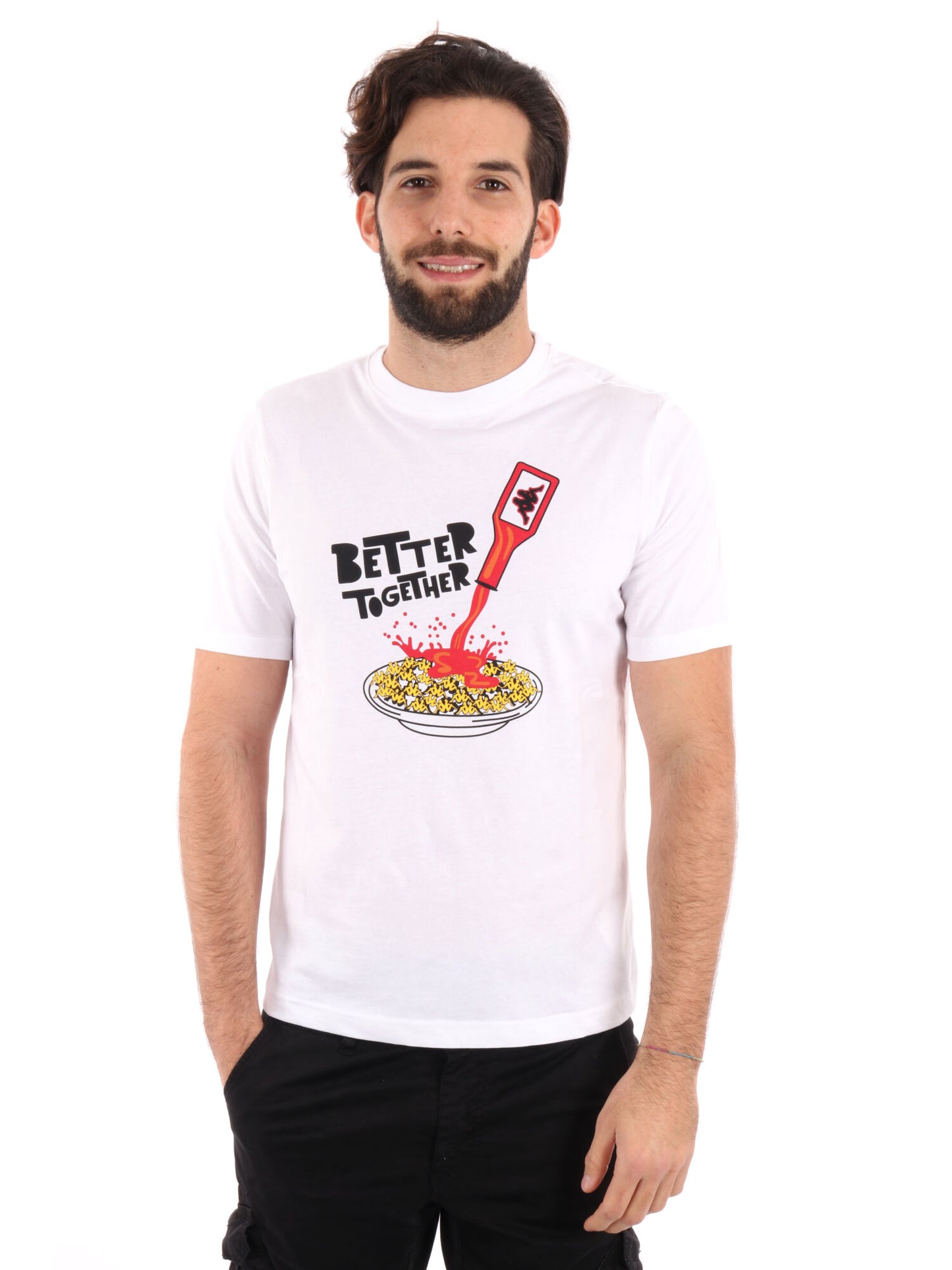 T-SHIRT LOGO GLESTO KAPPA UOMO BIANCO