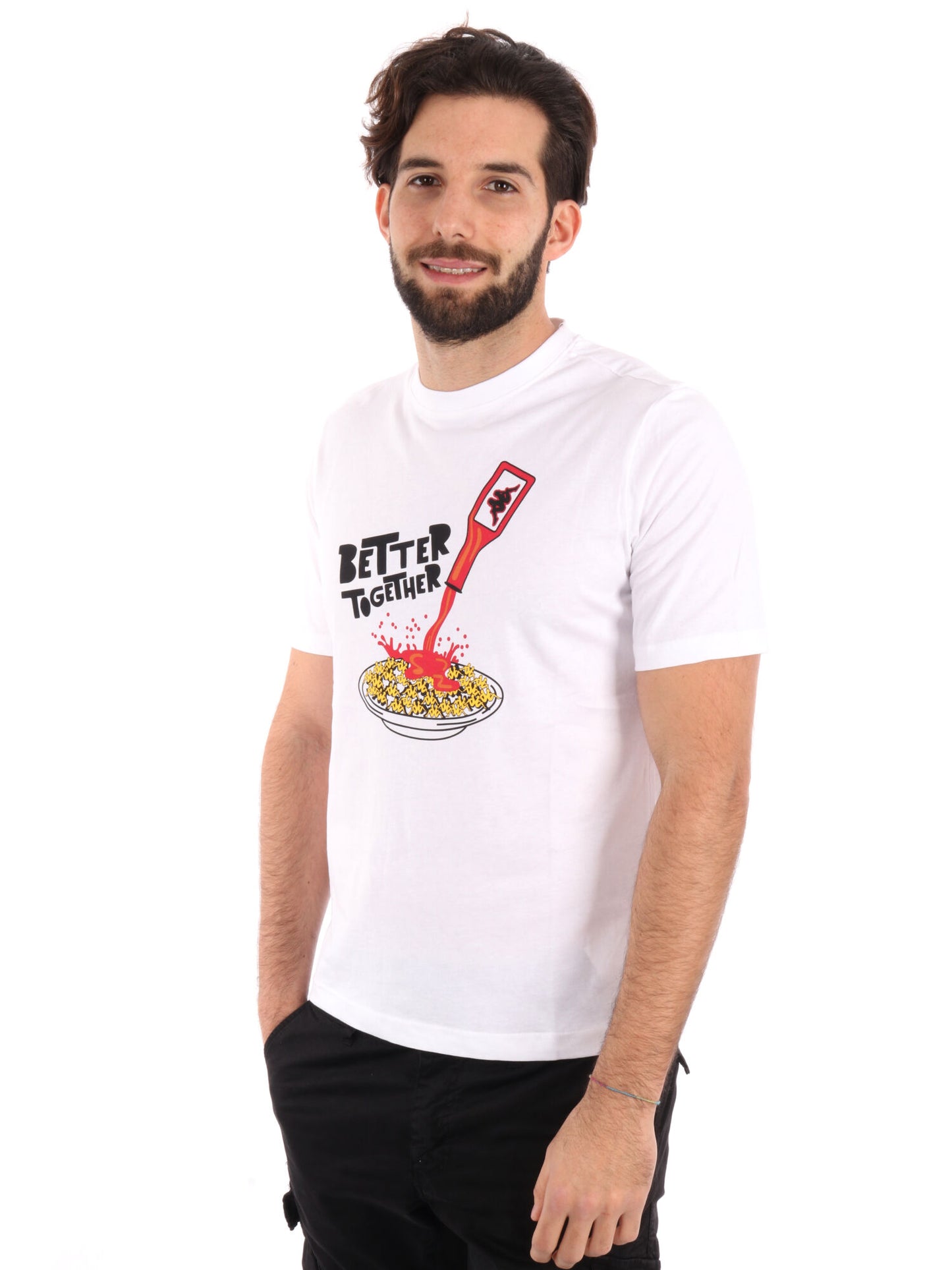 T-SHIRT LOGO GLESTO KAPPA UOMO BIANCO
