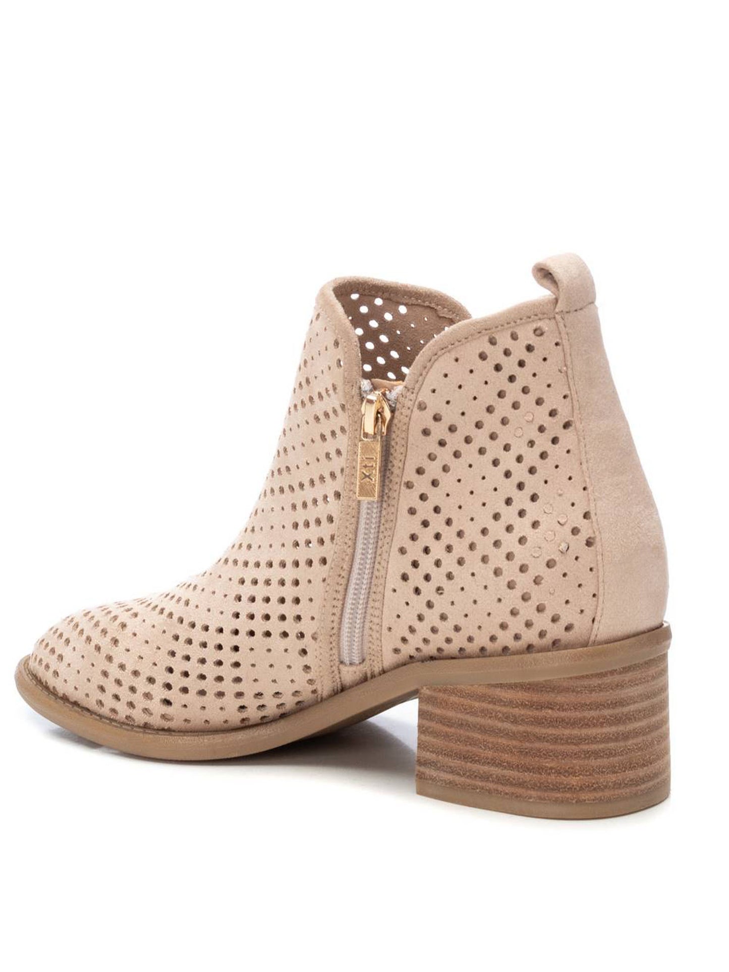 Xti stivaletti da donna adulto beige con tacco medio e zip laterale