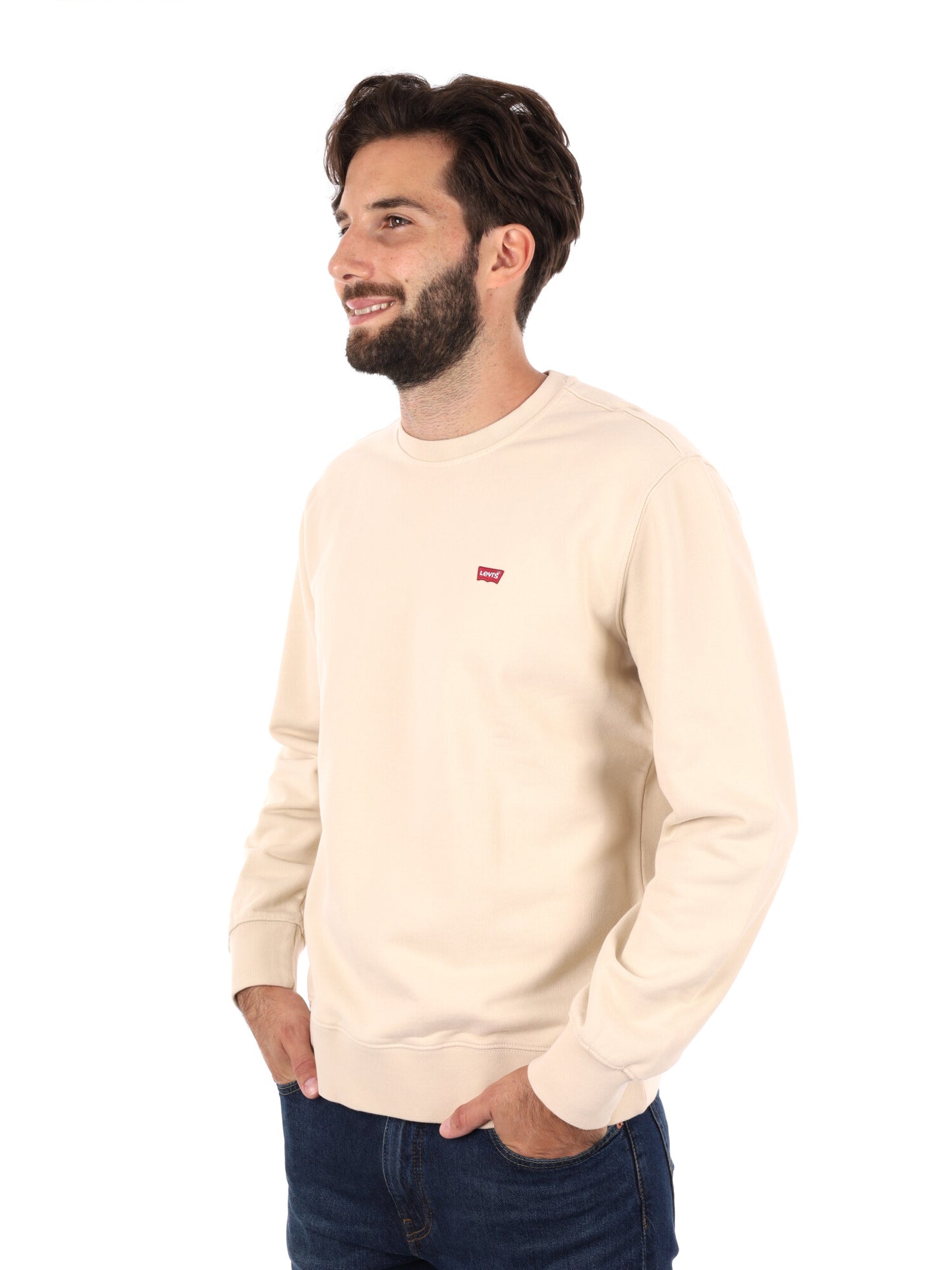 FELPA GIROCOLLO HOUSEMARK LEVIS DA UOMO PANNA