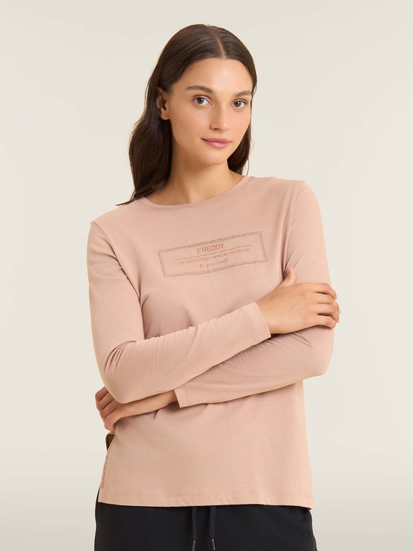 MAGLIA A MANICHE LUNGHE COLLEGE LUXE FREDDY DONNA BEIGE