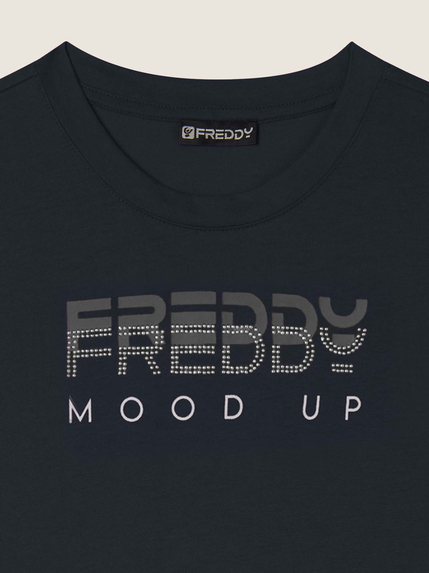 T-SHIRT CON STAMPA E STRASS FREDDY DONNA BLU