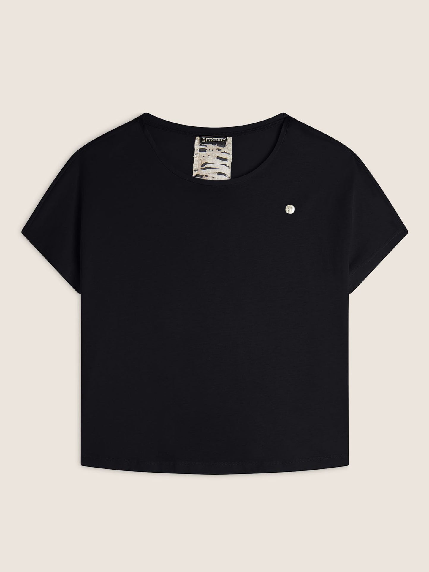 T-SHIRT MANICHE A KIMONO FREDDY DA DONNA NERO-BIANCO