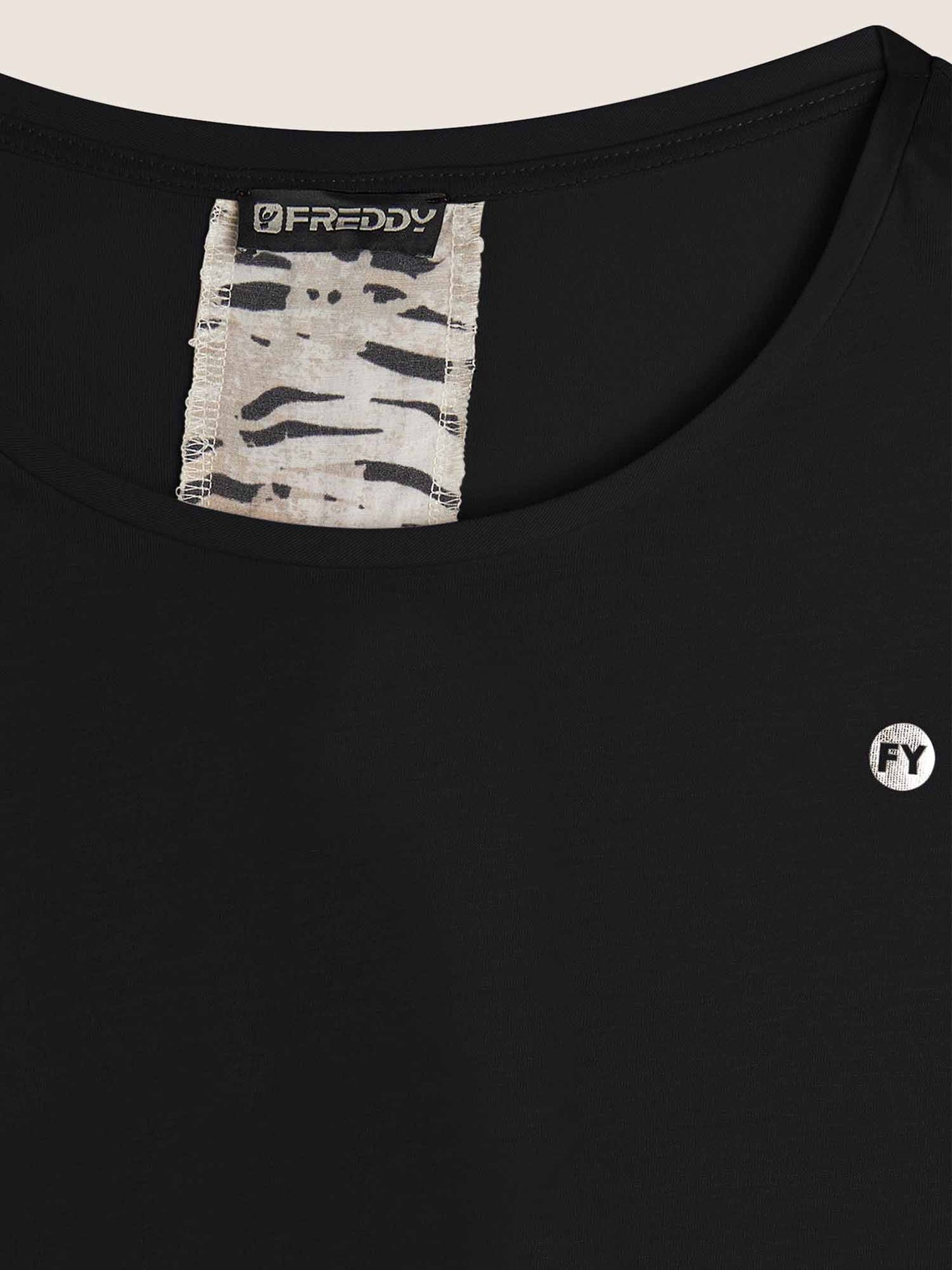 T-SHIRT MANICHE A KIMONO FREDDY DA DONNA NERO-BIANCO