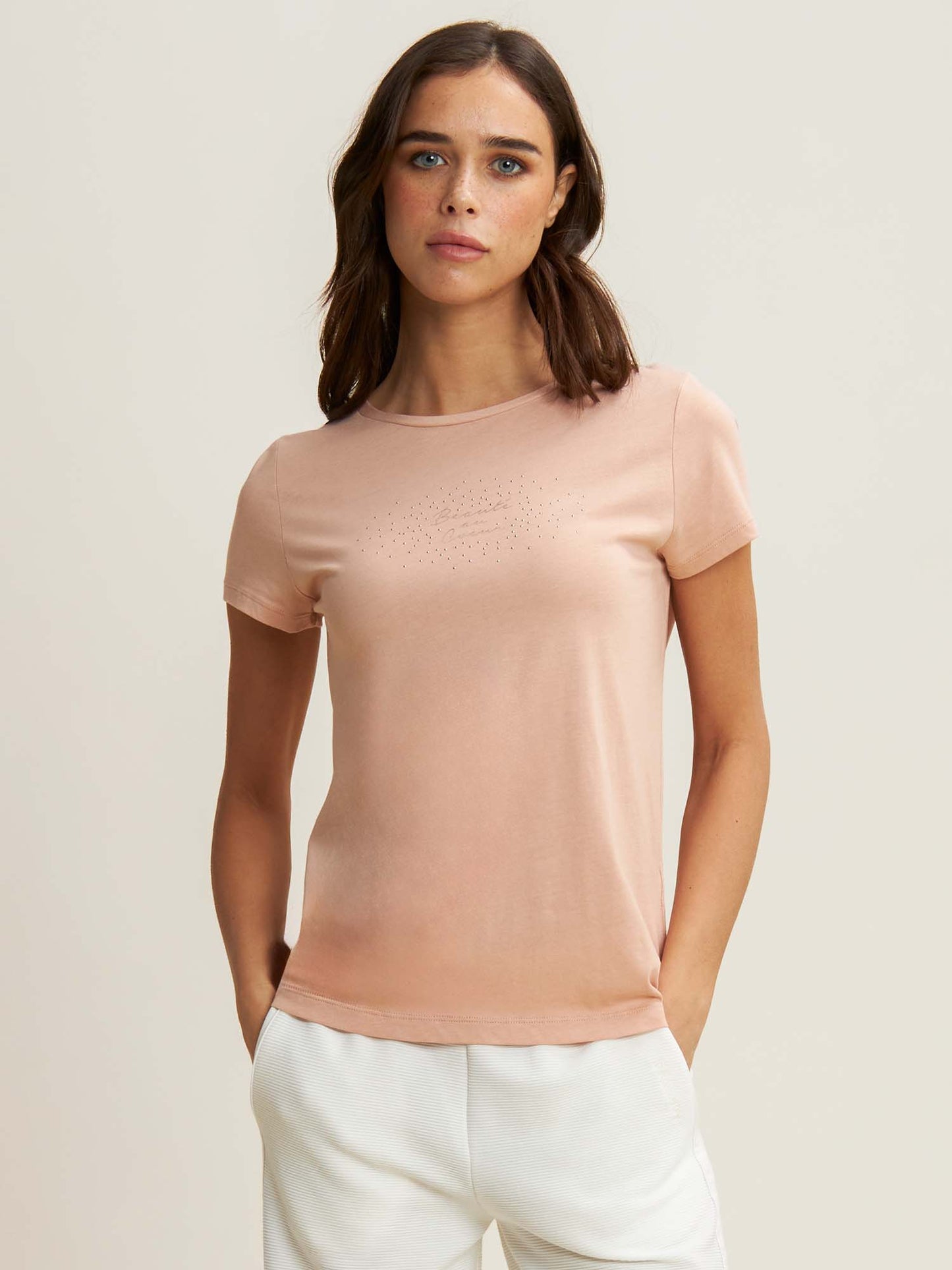 T-SHIRT CON STAMPA E STRASS FREDDY DONNA ROSA