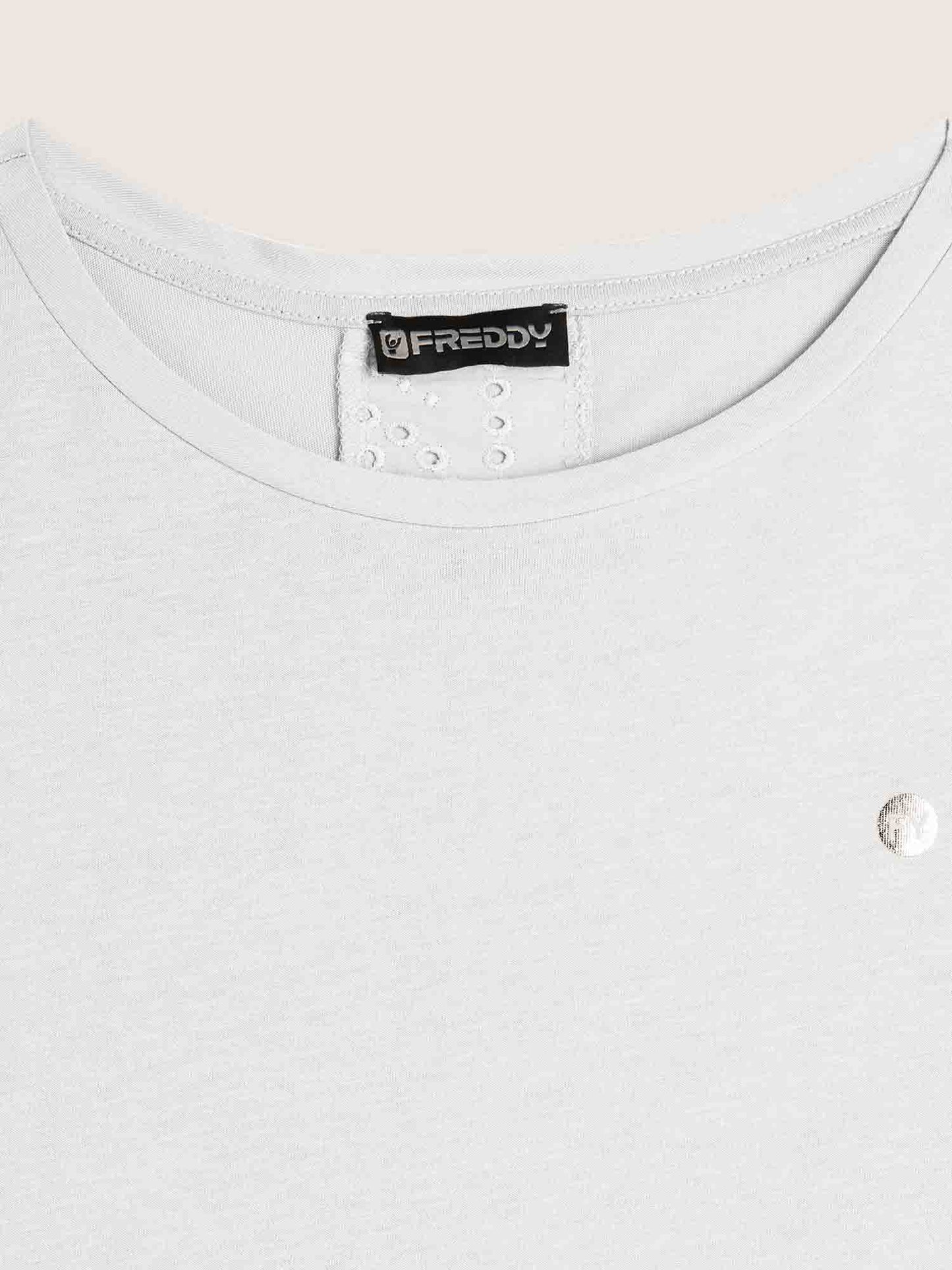 T-SHIRT CON DETTAGLIO IN SANGALLO FREDDY DA DONNA PANNA
