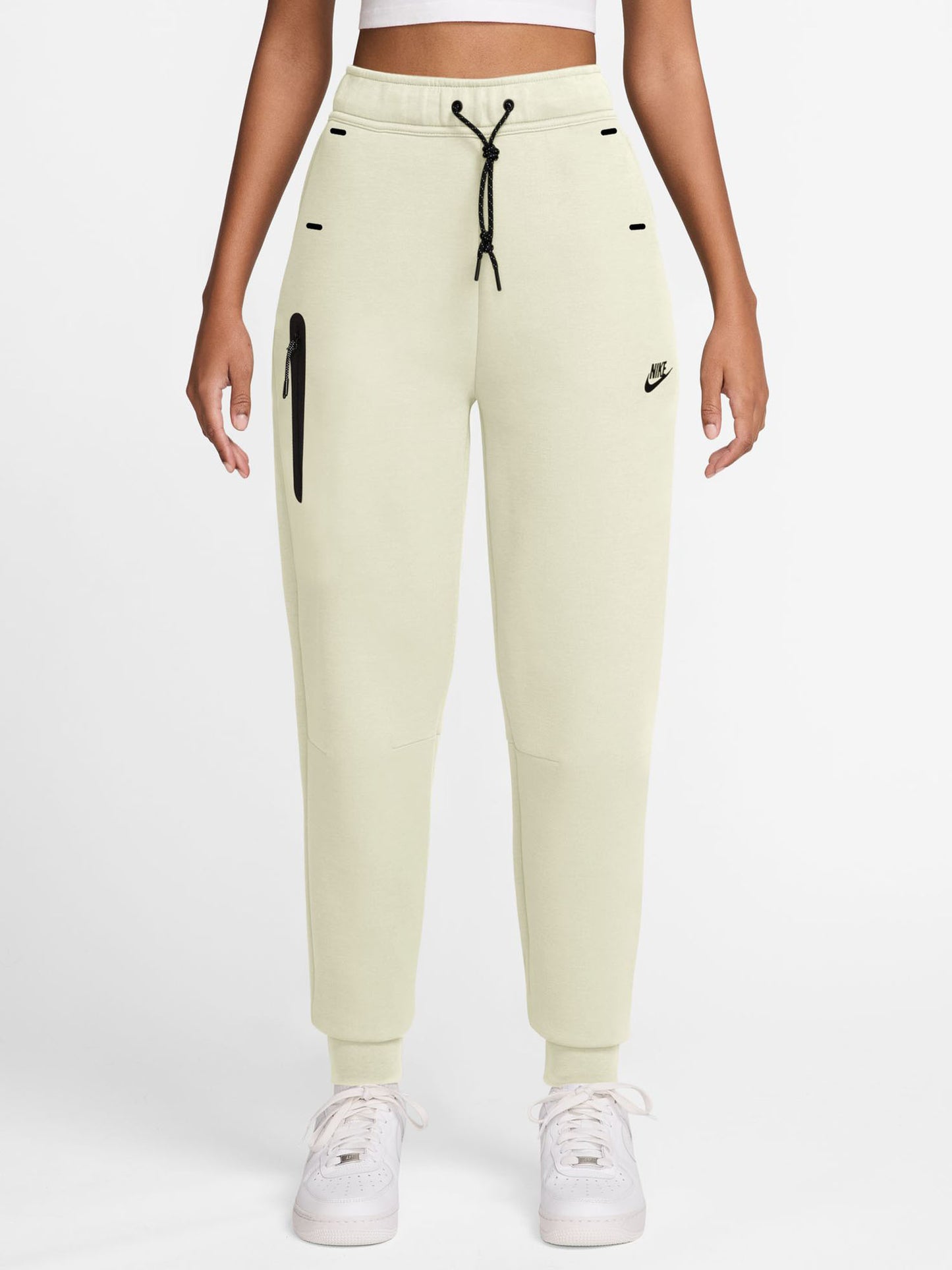 Pantaloni Tech Fleece donna color crema, comfort e stile sportivo
