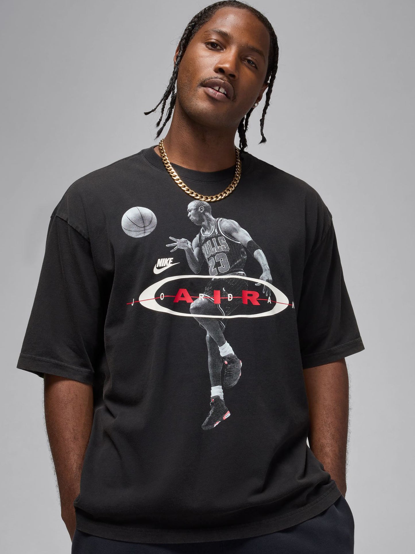 Nike Jordan Brooklyn 2Air Reissue, t-shirt sportiva da uomo nera