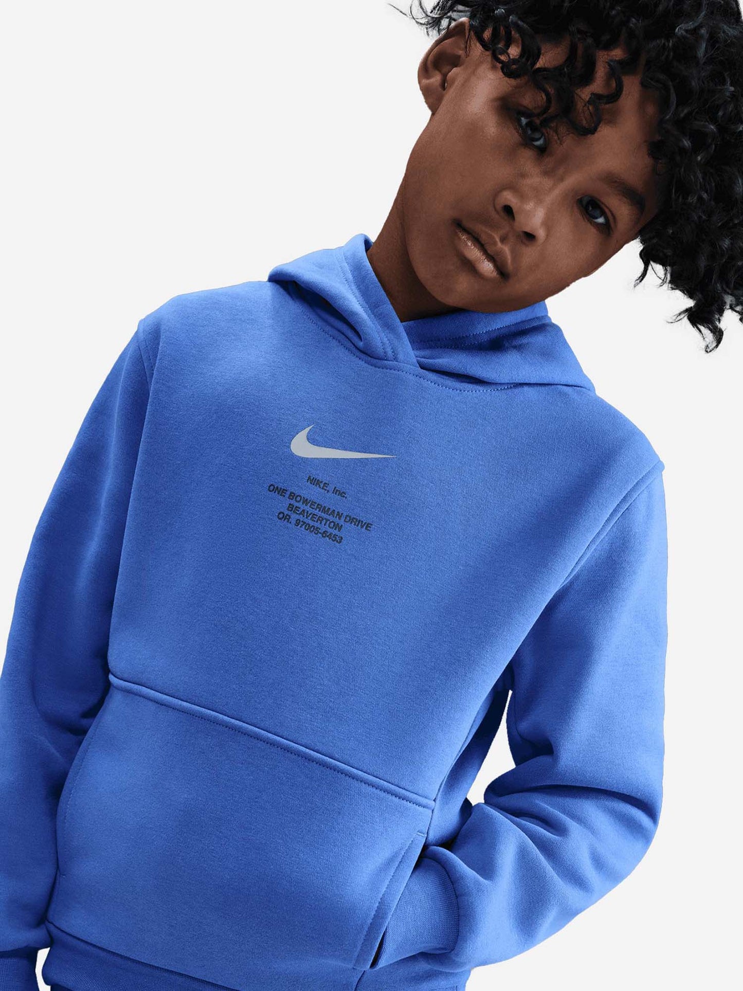 FELPA CON CAPPUCCIO NIKE DA BAMBINO AZZURRO