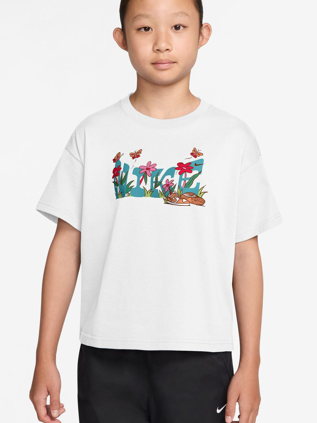 Nike g. t-shirt mm da bambino/a bianco