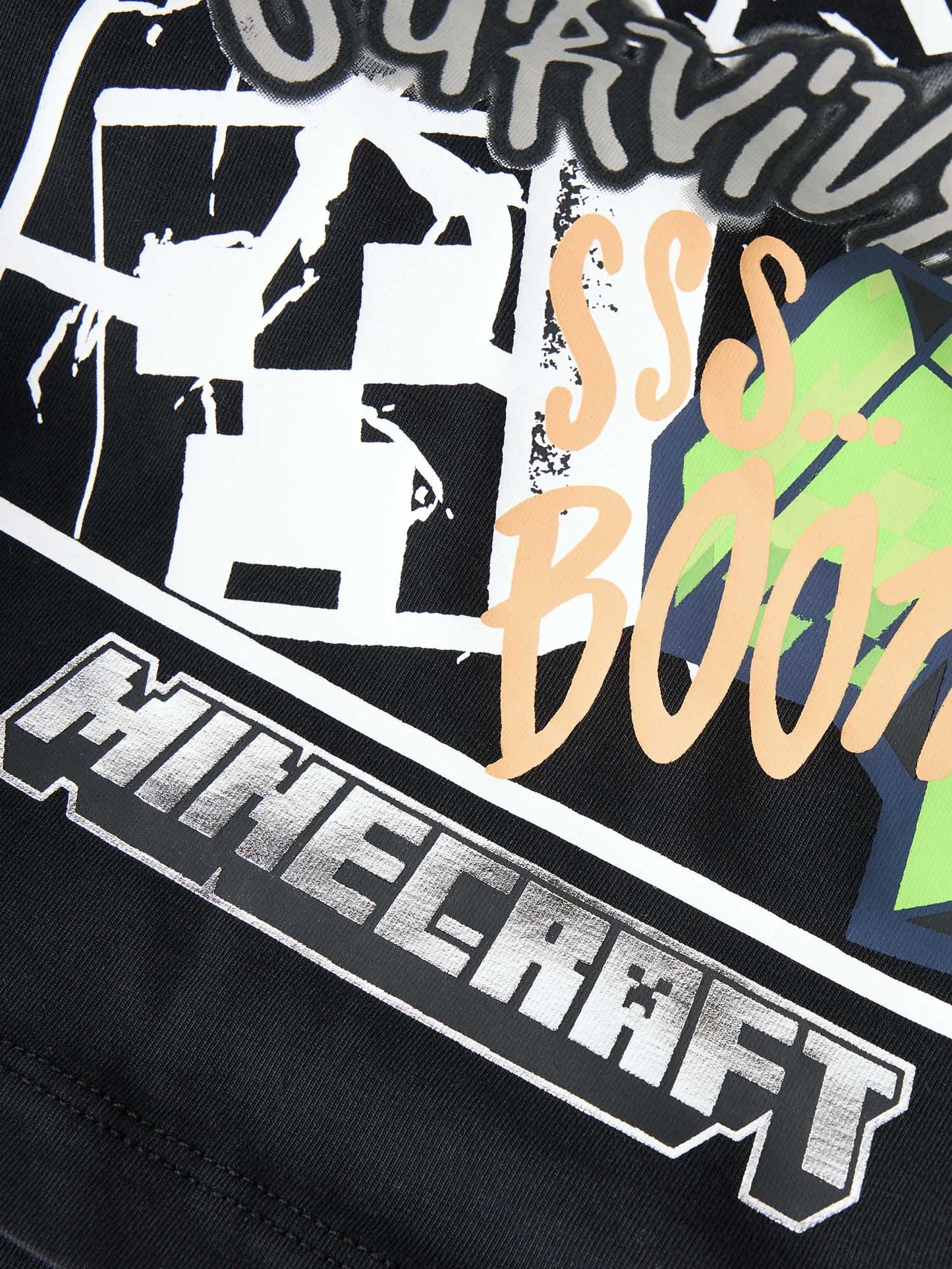 T-shirt Minecraft unisex bambino in cotone nero