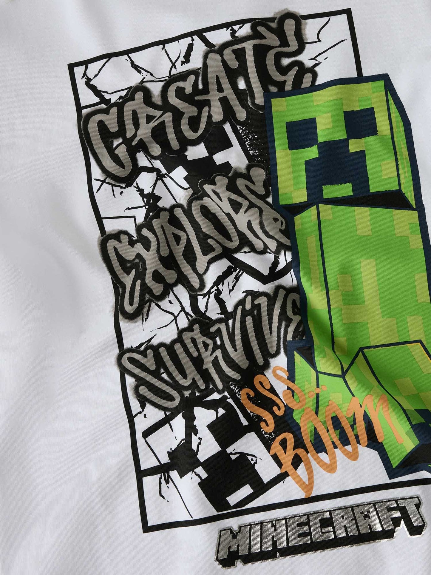 T-shirt unisex adulto Name It con stampa Minecraft nera