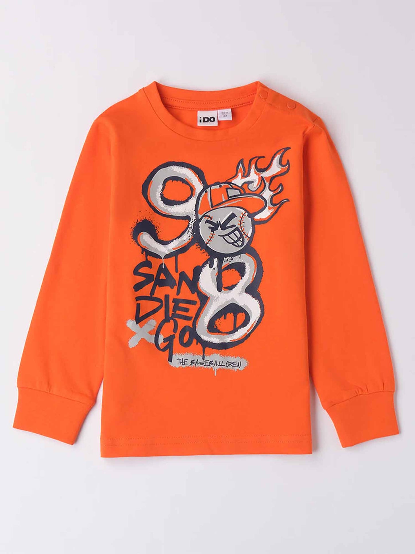T-SHIRT MANICHE LUNGHE CON STAMPA IDO BAMBINO ARANCIO