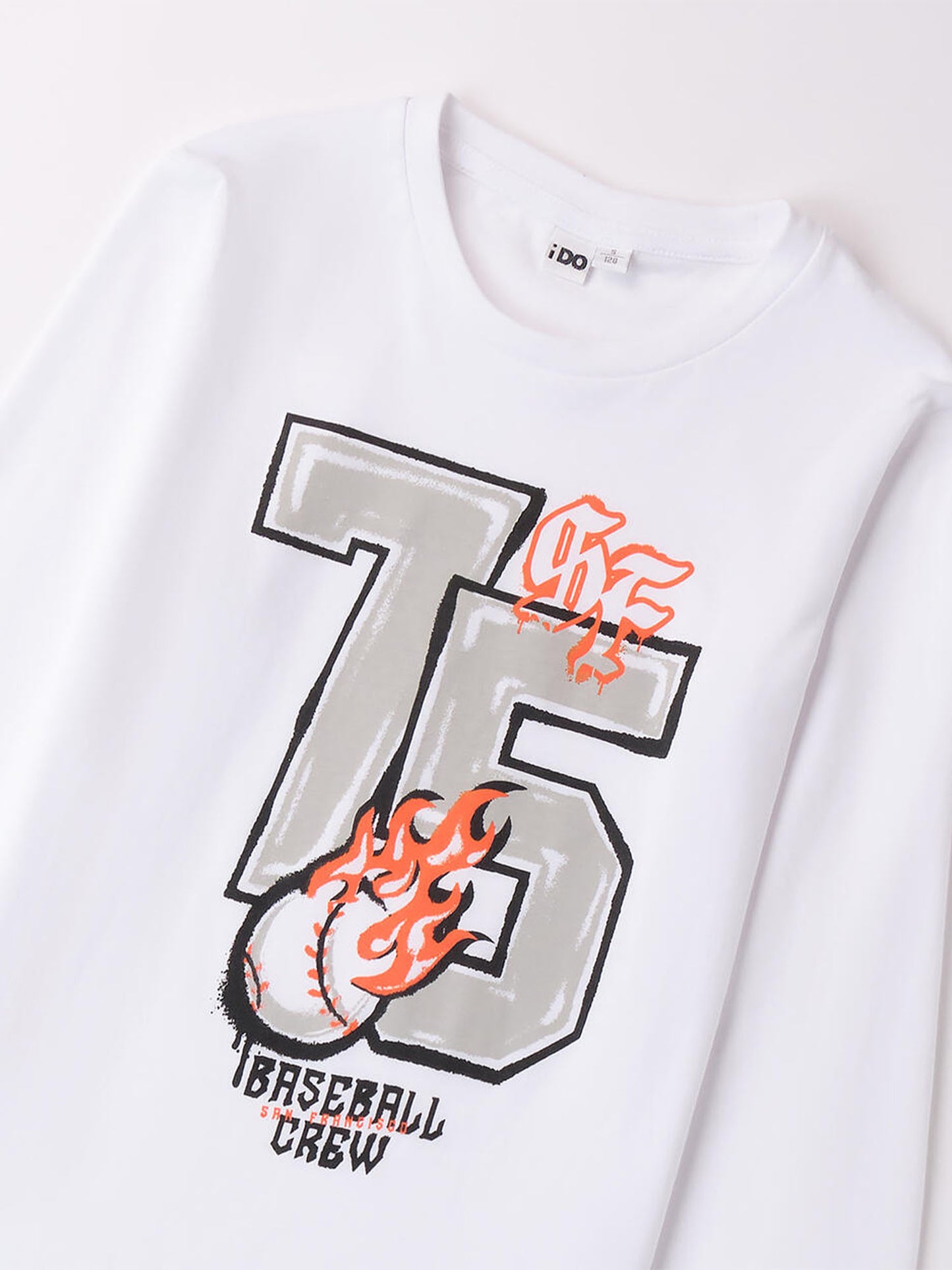 T-SHIRT MANICHE LUNGHE CON STAMPA IDO BAMBINO BIANCO