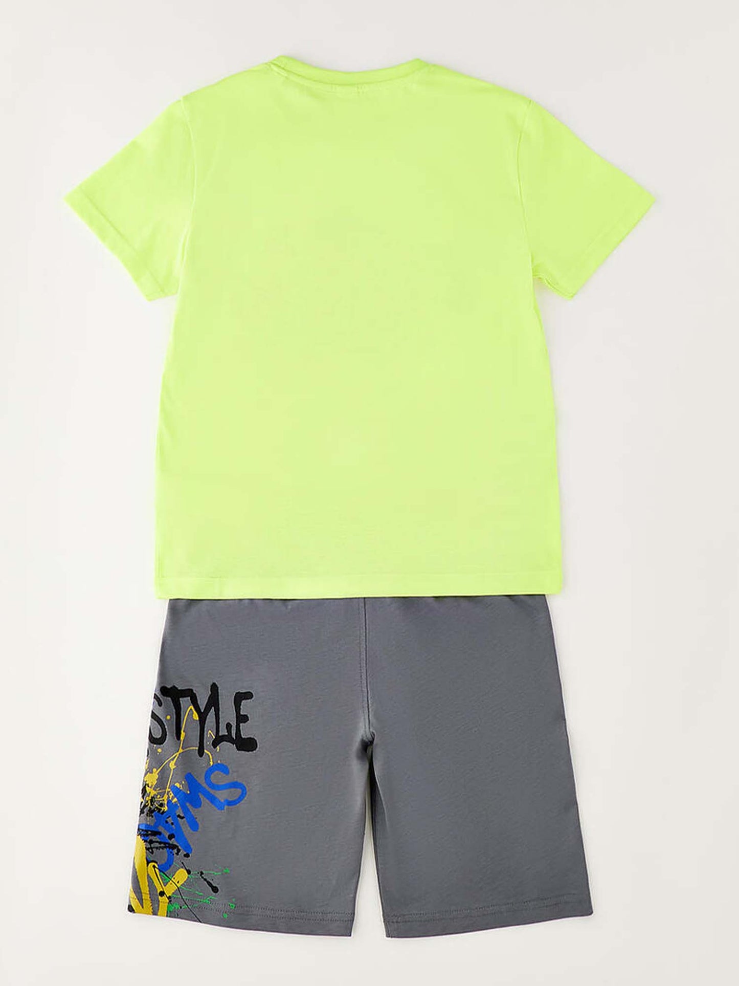 Completo t-shirt e short unisex bambino in giallo