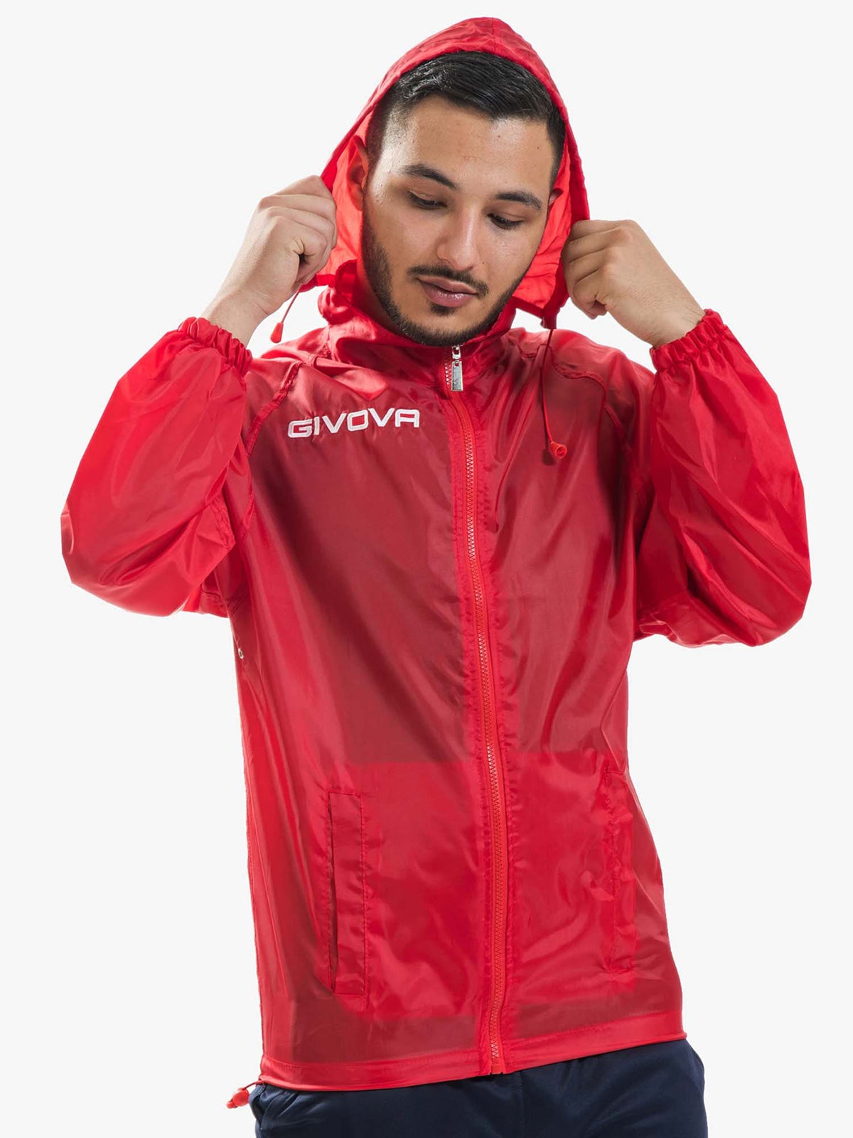 Givova rain basico giubbino calcio da uomo rosso
