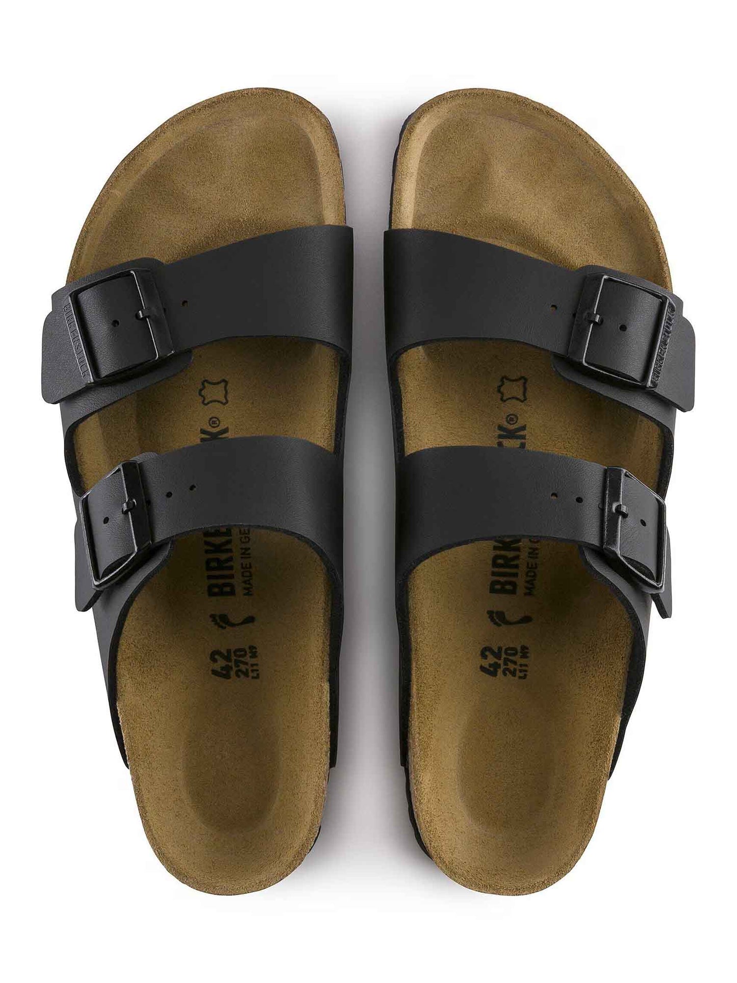 Birkenstock Arizona, sandalo donna nero con doppia fibbia regolabile
