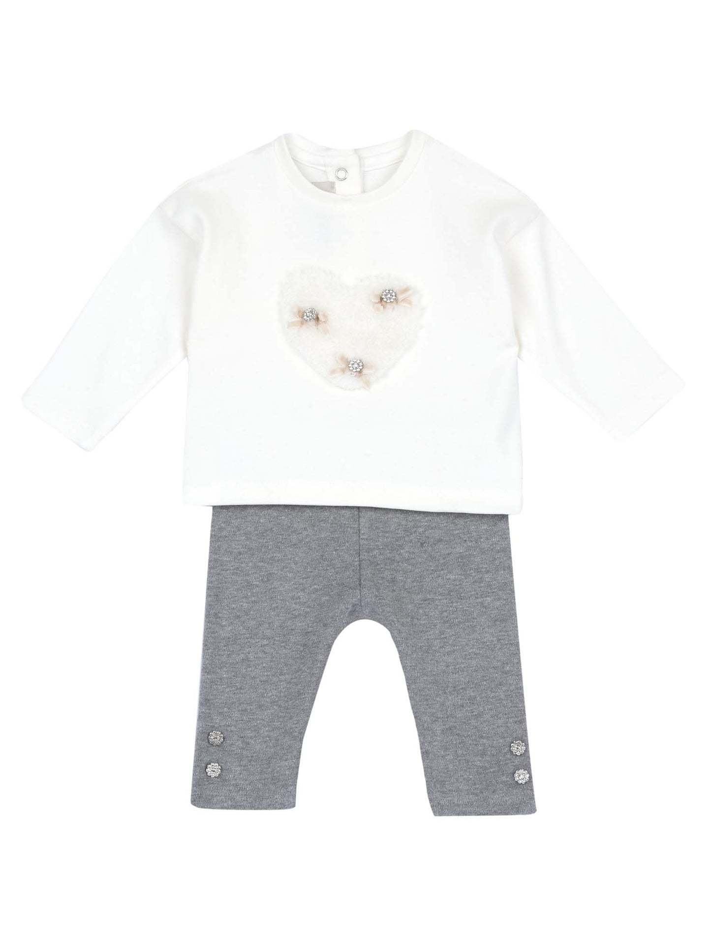COMPLETINO T-SHIRT+PANTALONE CHICCO BAMBINA BIANCO GRIGIO