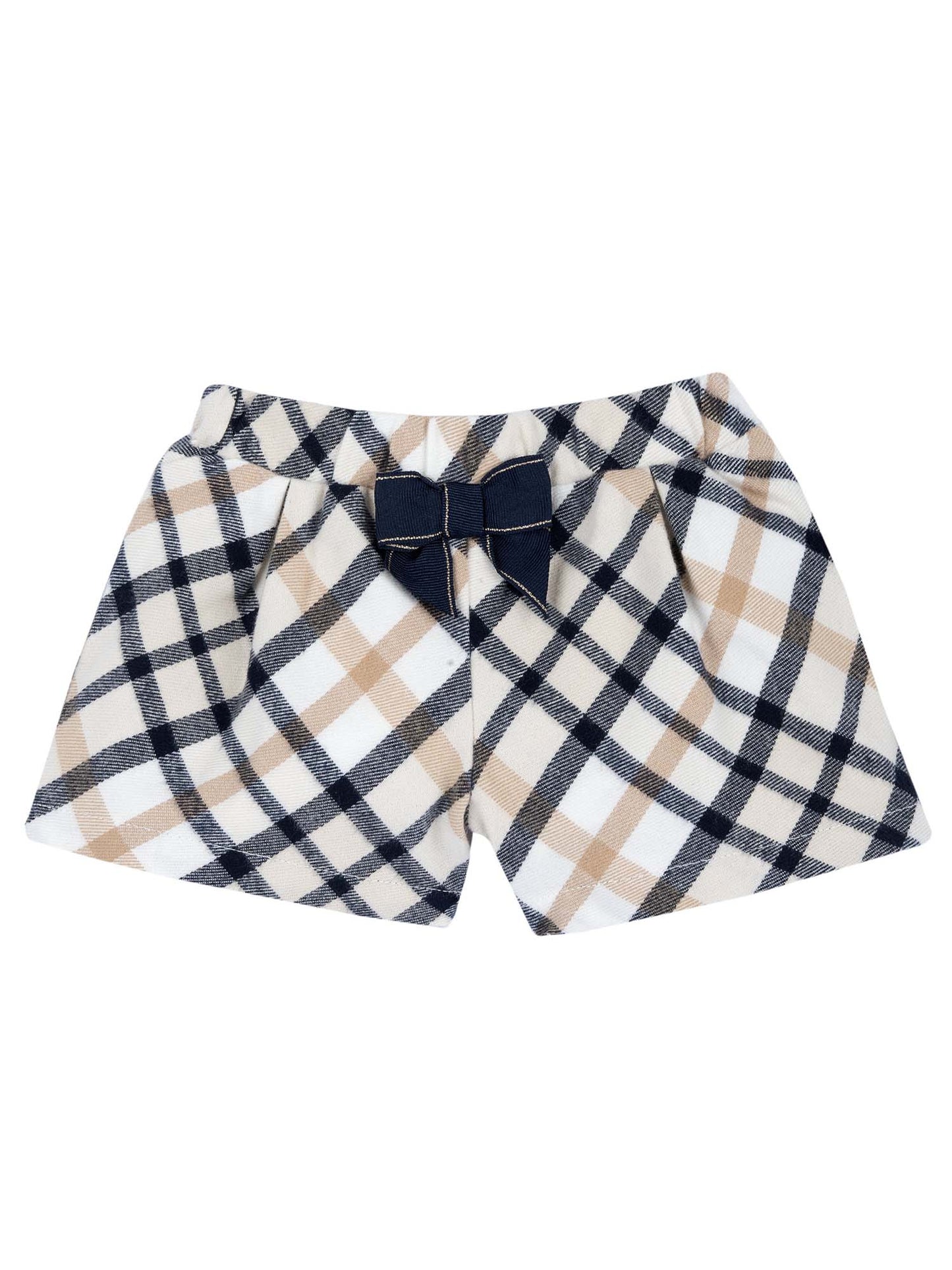 PANTALONE CORTO A QUADRI CHICCO BAMBINA BIANCO BEIGE