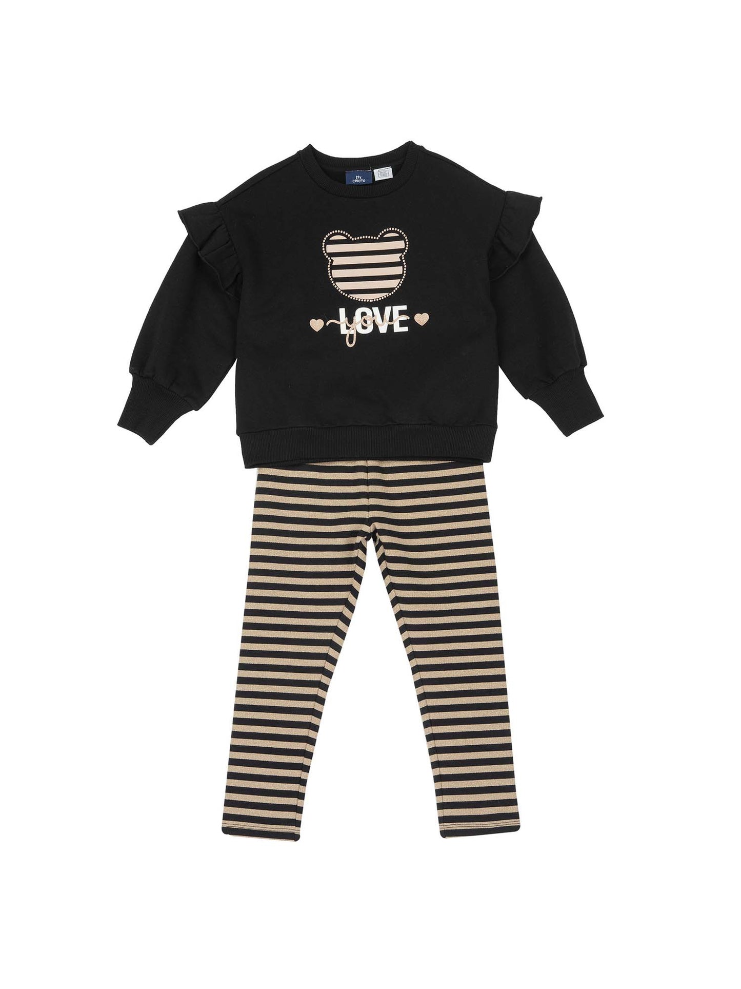 COMPLETINO FELPA+LEGGINGS CHICCO BAMBINA NERO