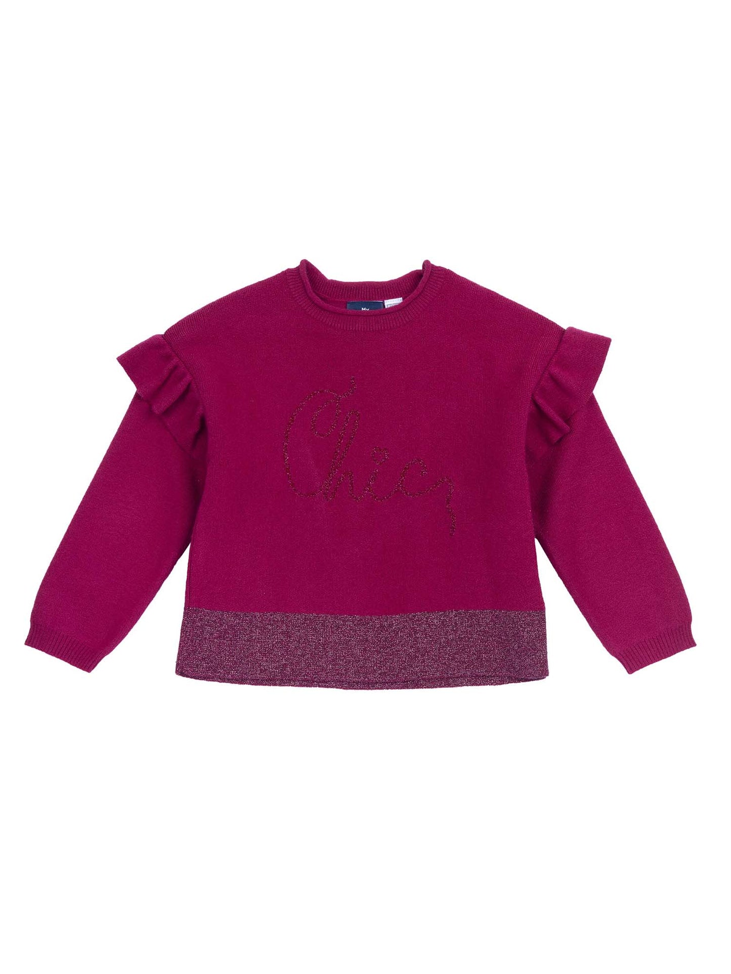 PULLOVER GIROCOLLO CON RICAMO CHICCO DA BIMBA ROSSO