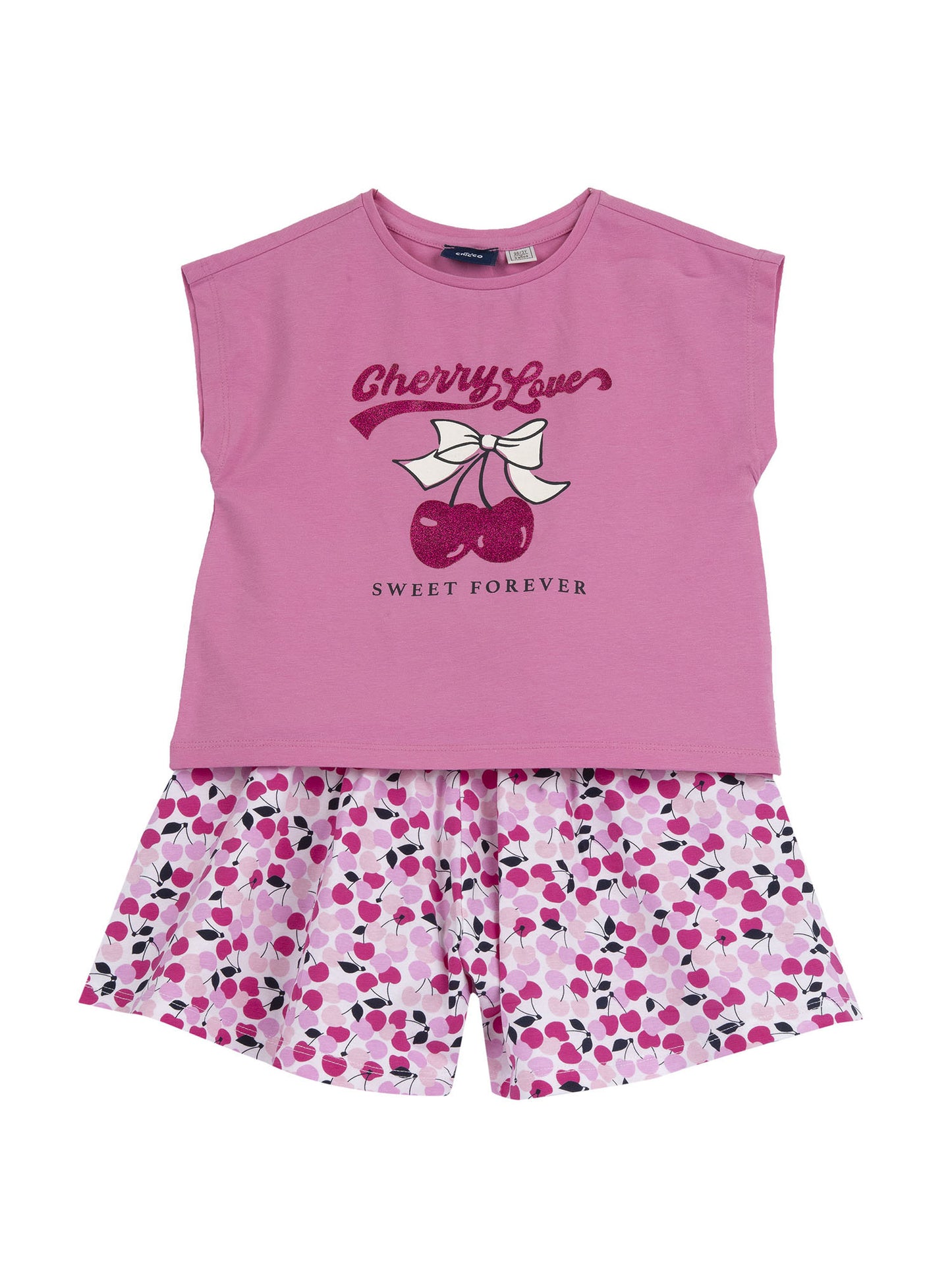 Completo Chicco con t-shirt e short fucsia per da bimba/o