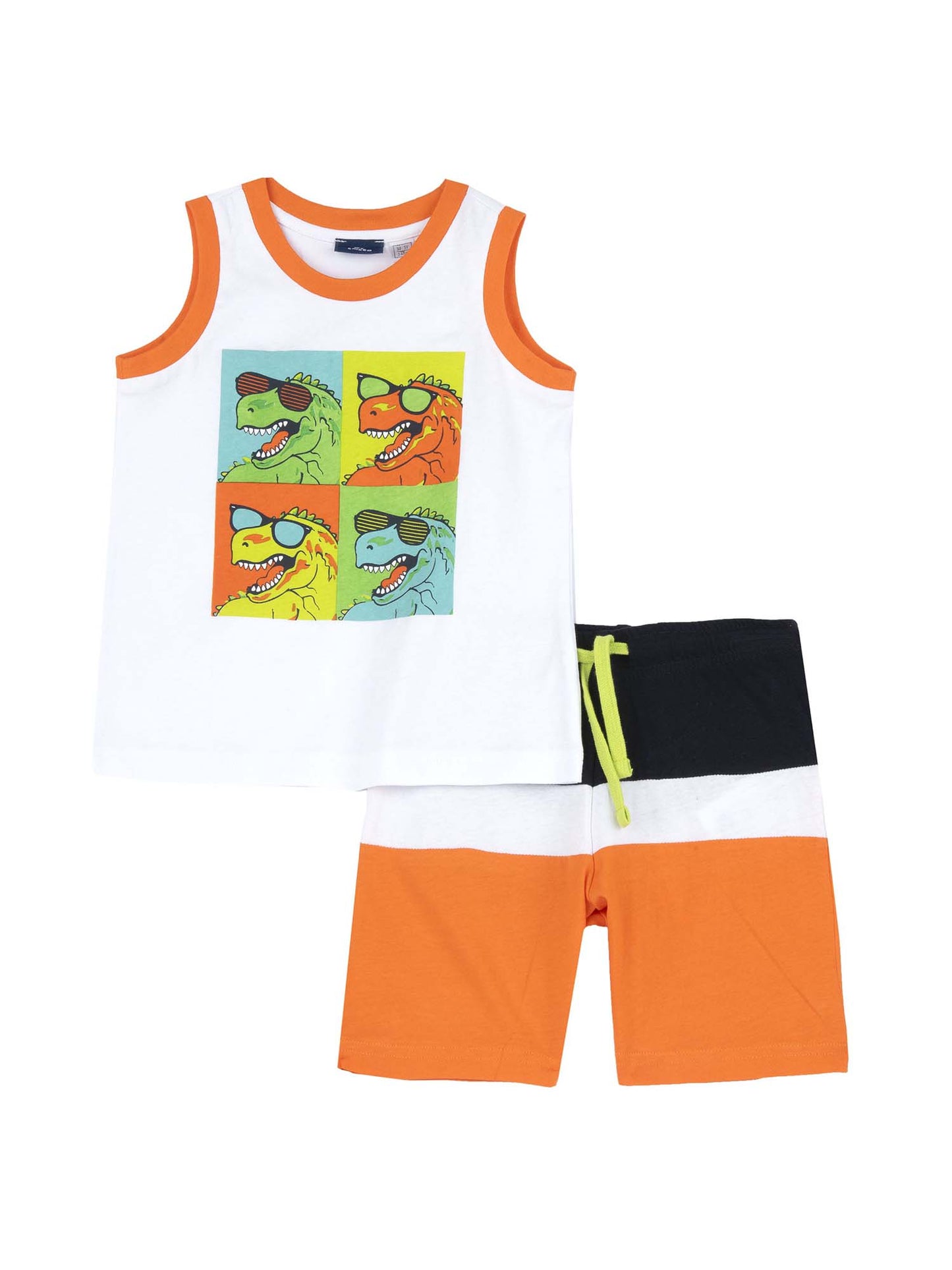 CHICCO CANOTTA+SHORT - BIANCO-ARANCIO