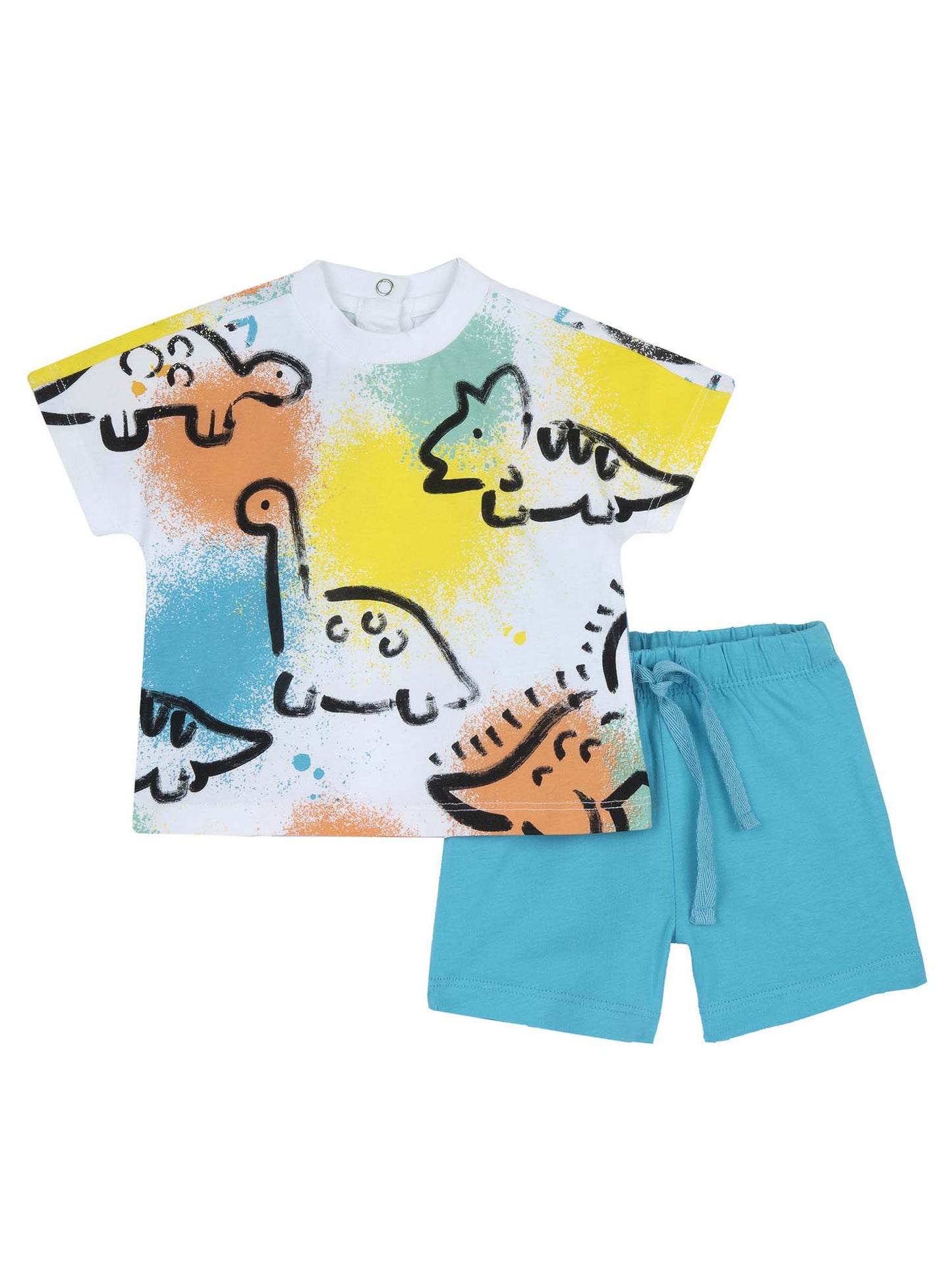 CHICCO T-SHIRT+SHORT - BIANCO AZZURRO
