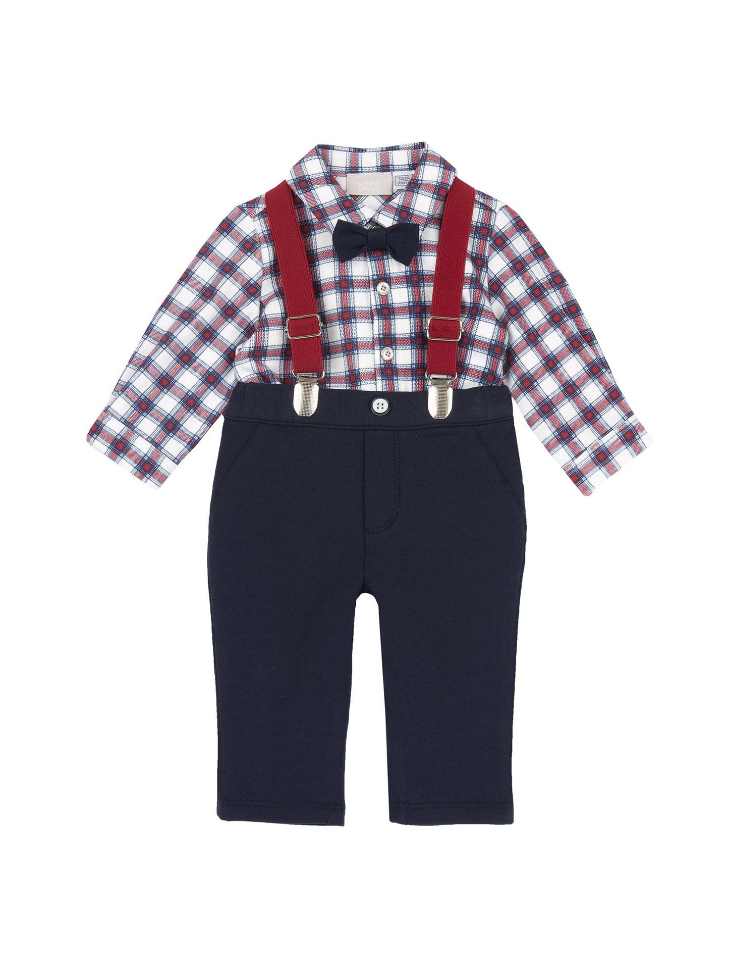COMPLETO CAMICIA E PANTALONE CHICCO DA BAMBINO BLU ROSSO