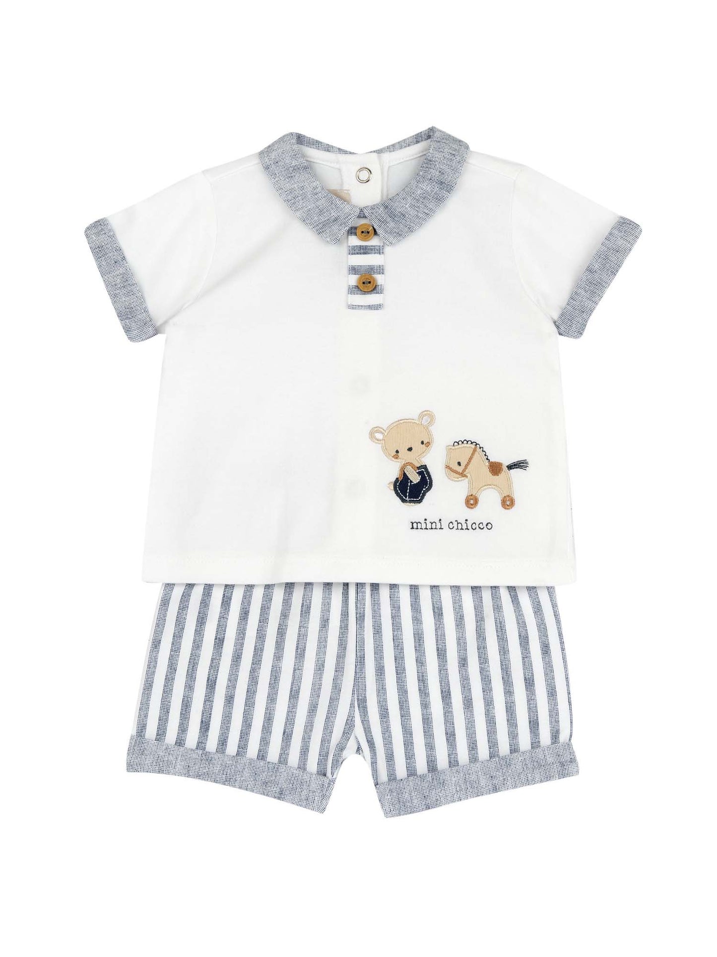 Completo Chicco con t-shirt e short multicolore per da bimba/o