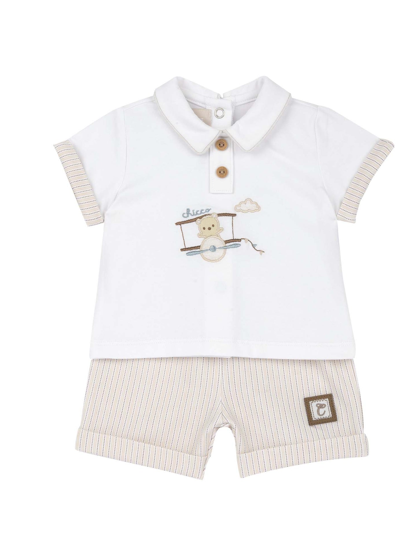 Chicco completo polo e short multicolore per da bimba/o