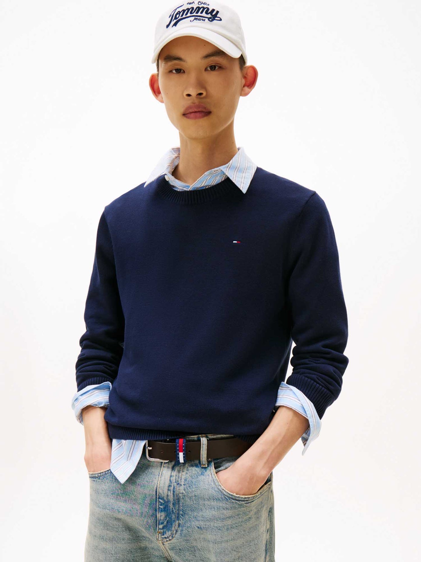 MAGLIA GIROCOLLO TOMMY JEANS DA UOMO BLU